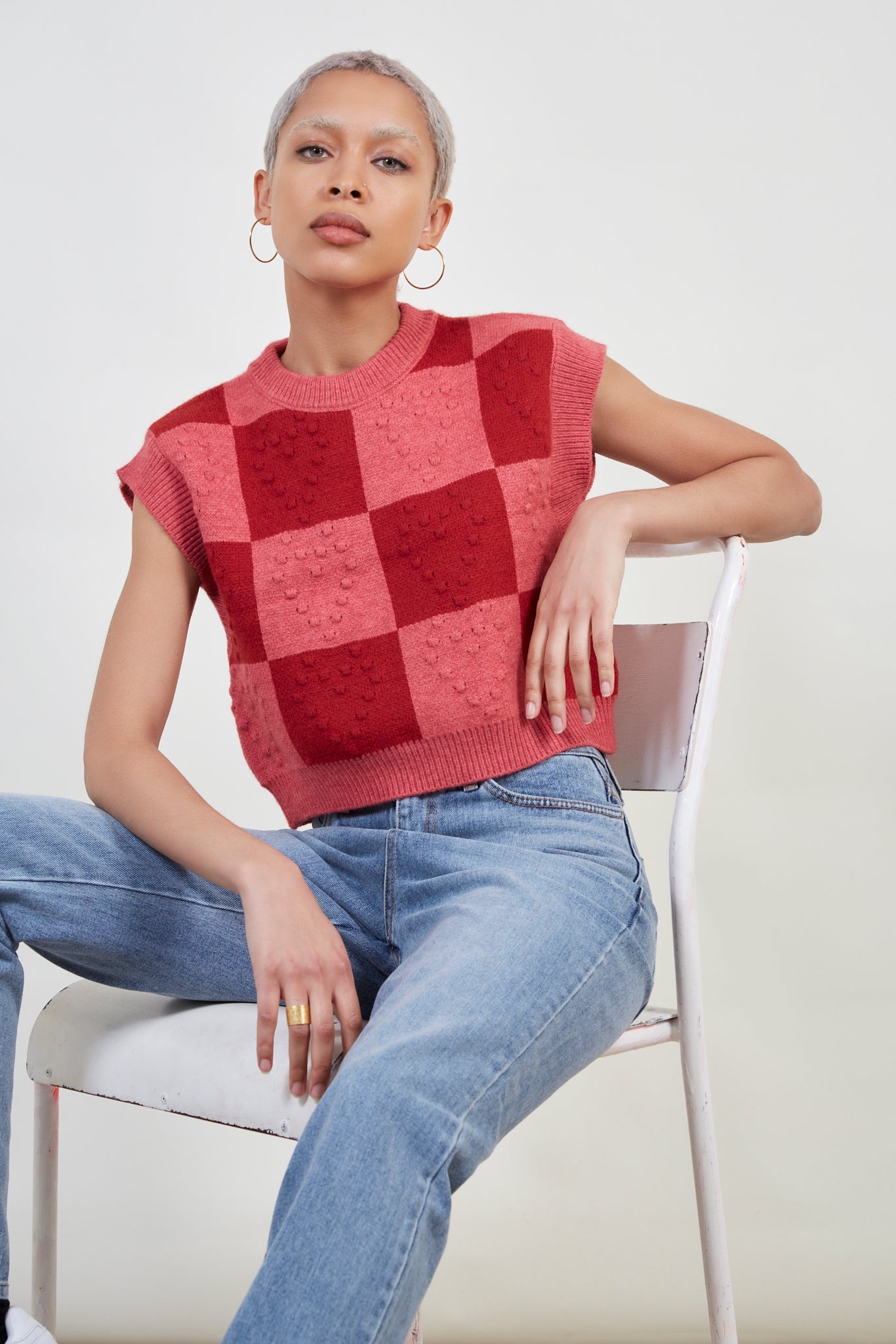 Red and pink checked heart vest_1