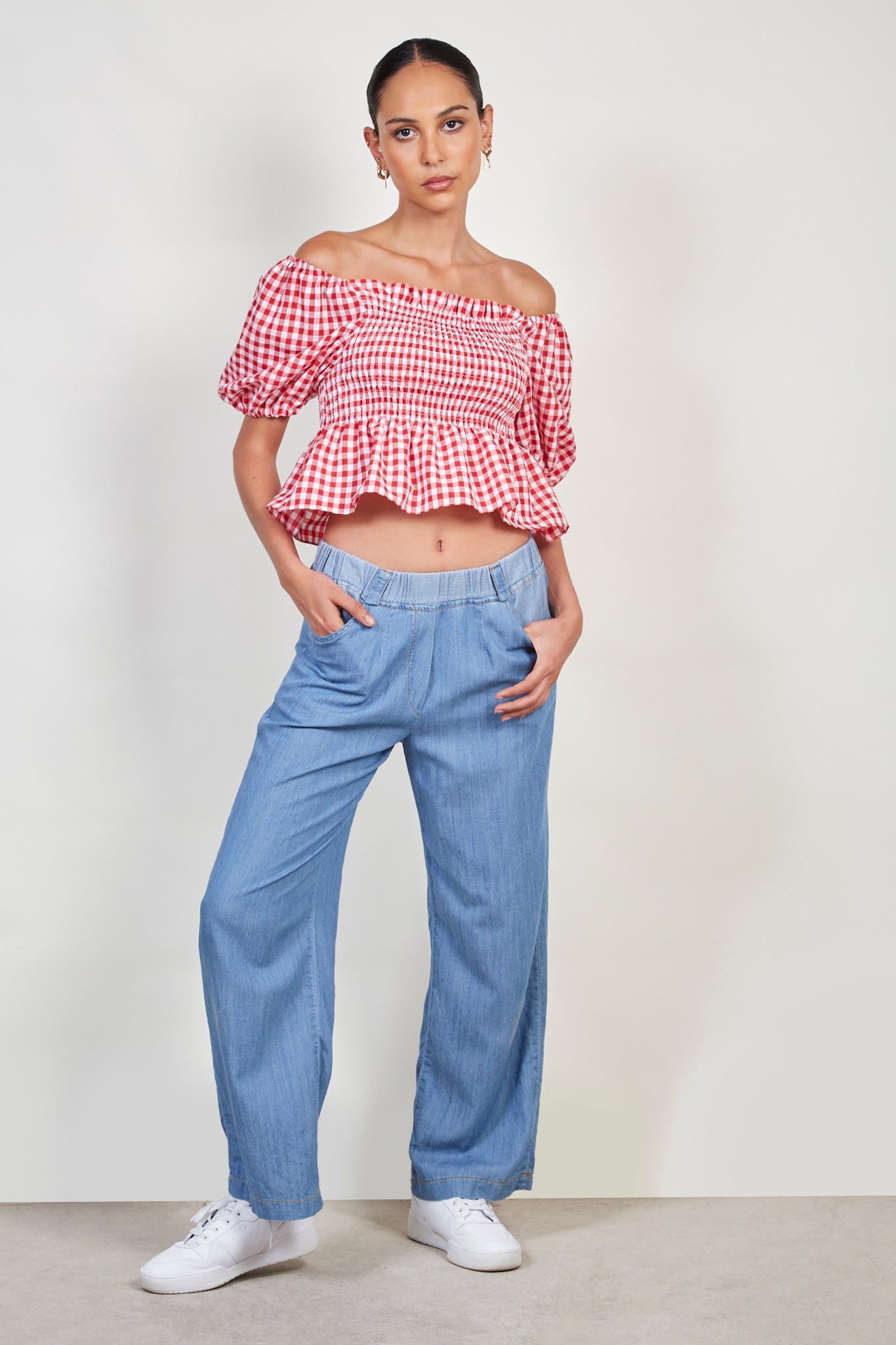 Red gingham ruched top_6