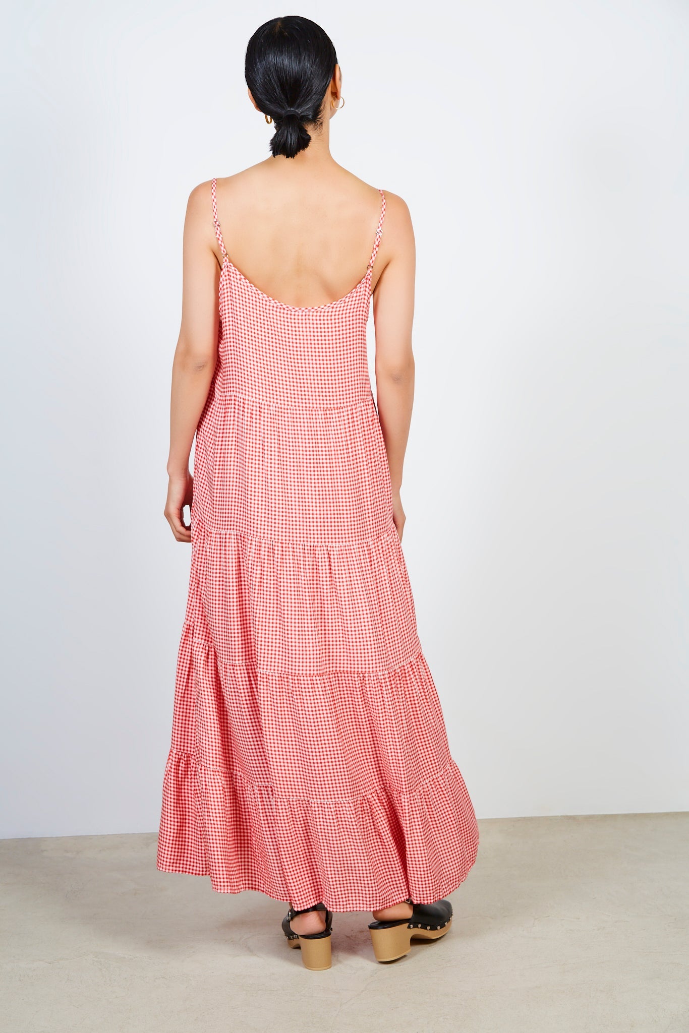 Red gingham tiered maxi dress_2
