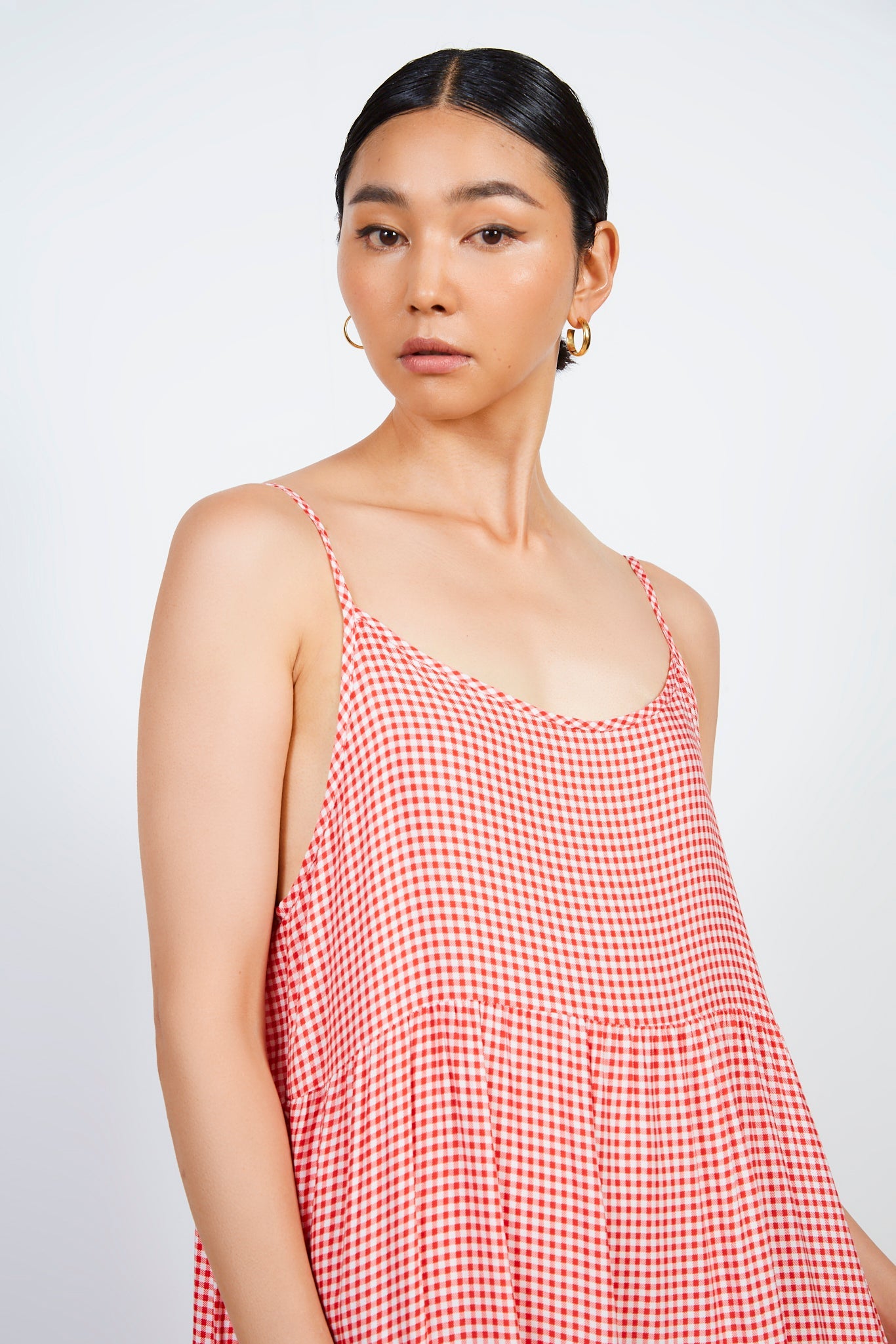 Red gingham tiered maxi dress_3