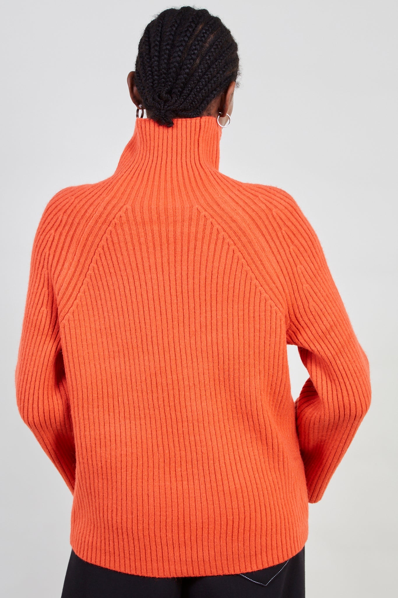 Red orange shaped thick rib turtleneck jumper_2