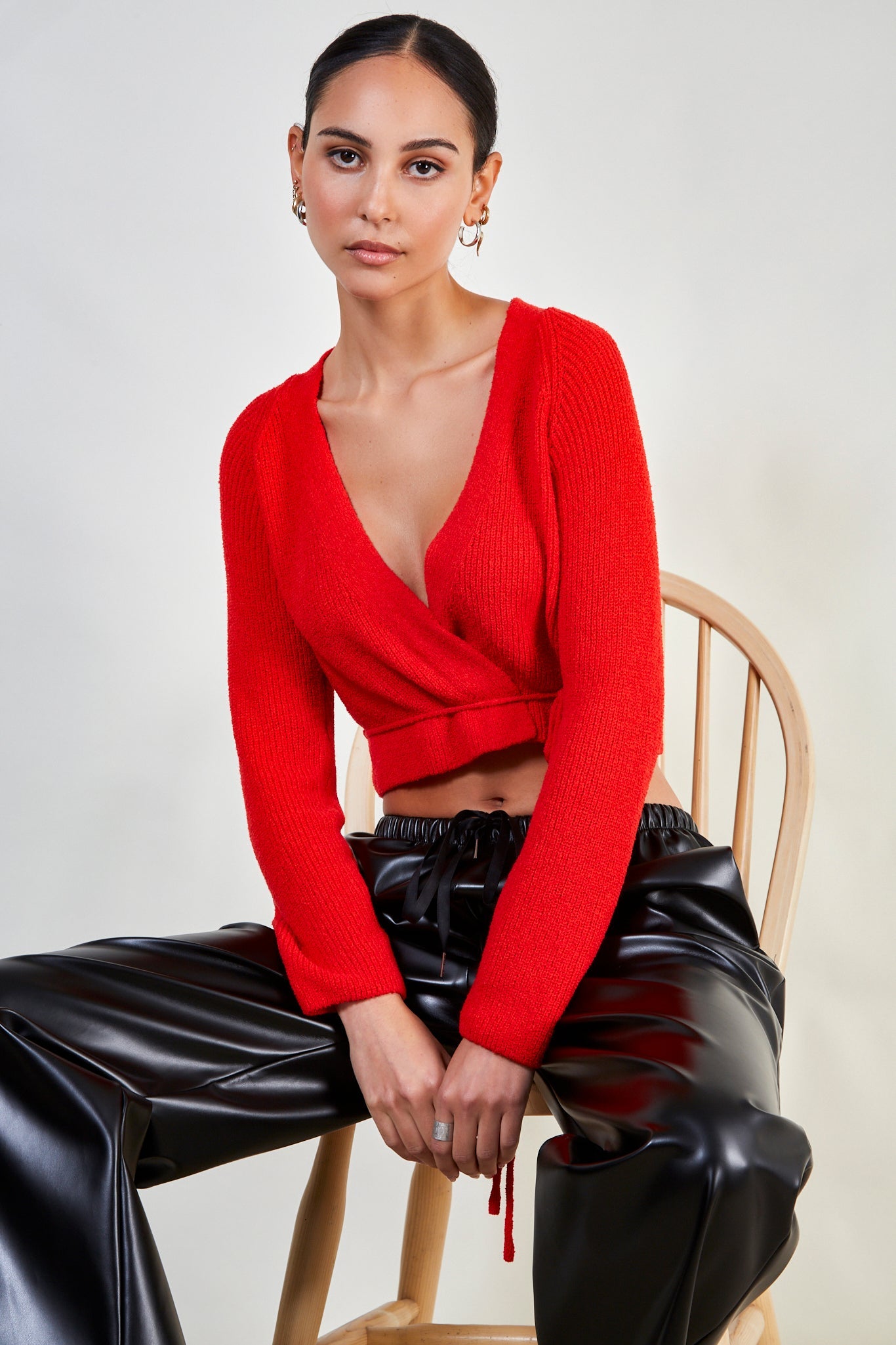 Red wrap waist cardigan_5