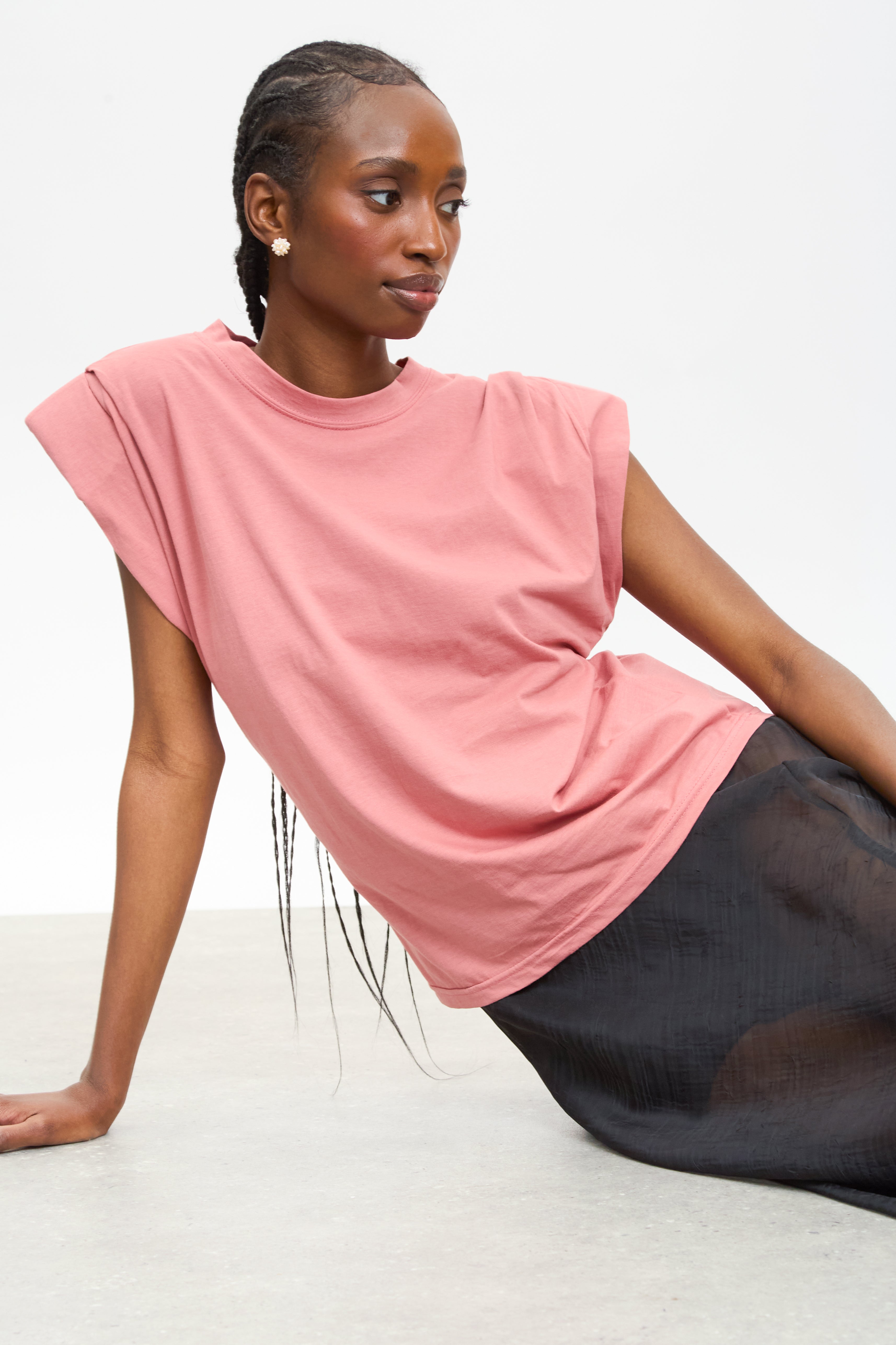 Rust orange padded shoulder tank_5