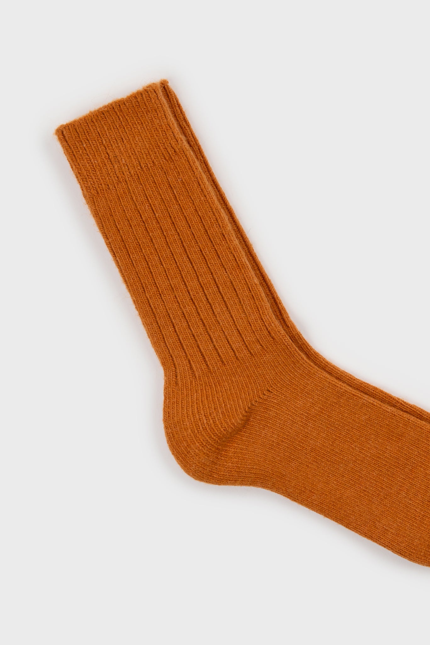 Rust orange ribbed alpaca blend socks_2
