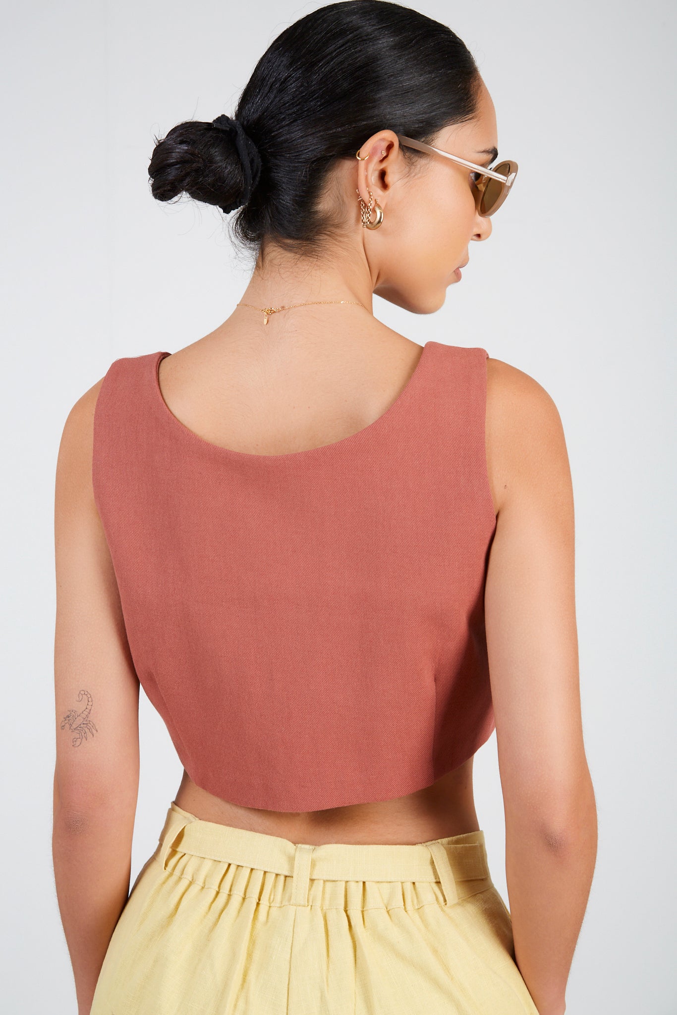 Rust red button up tank_2