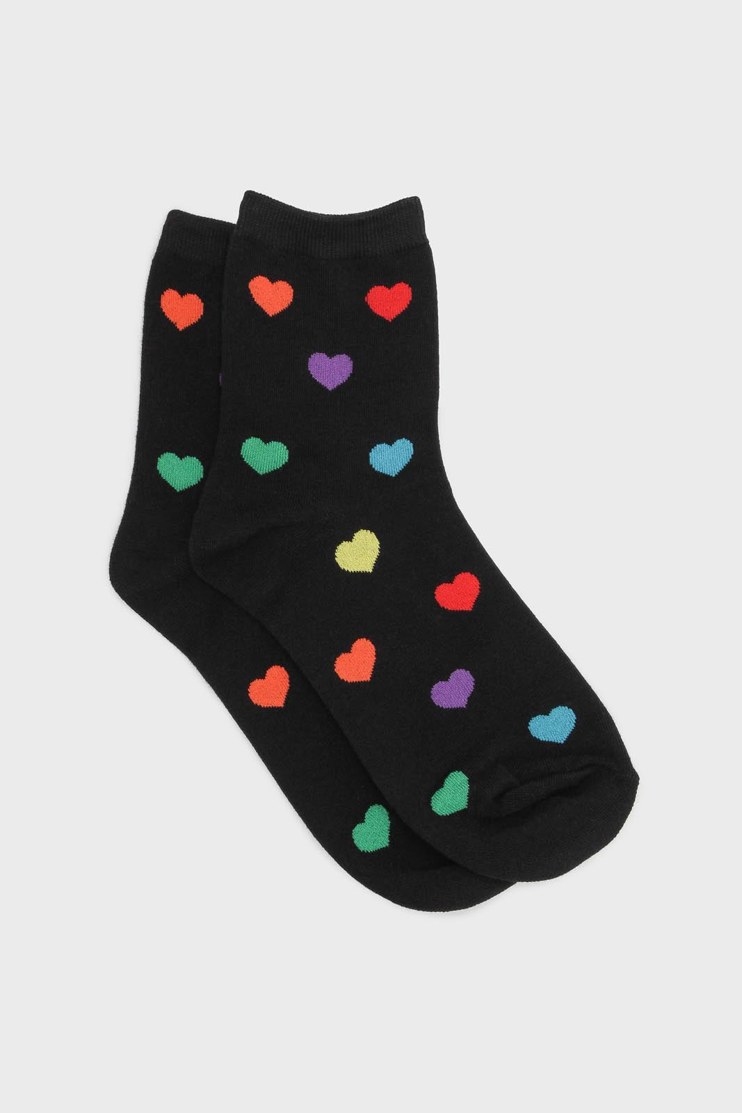 Black rainbow heart socks_1