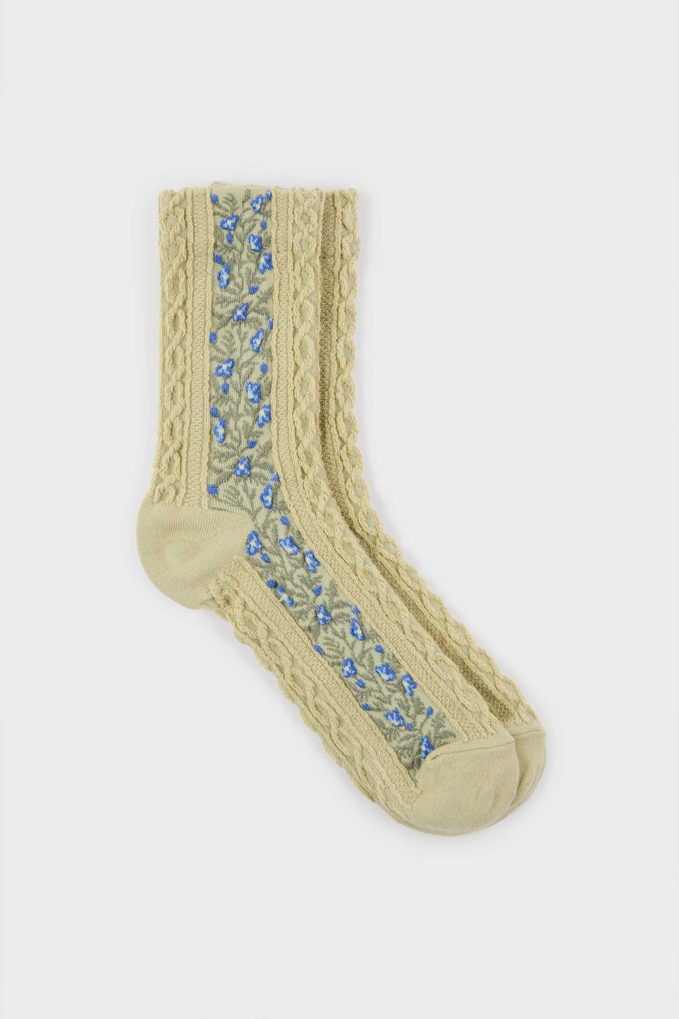 Sage green vine floral strip socks_4