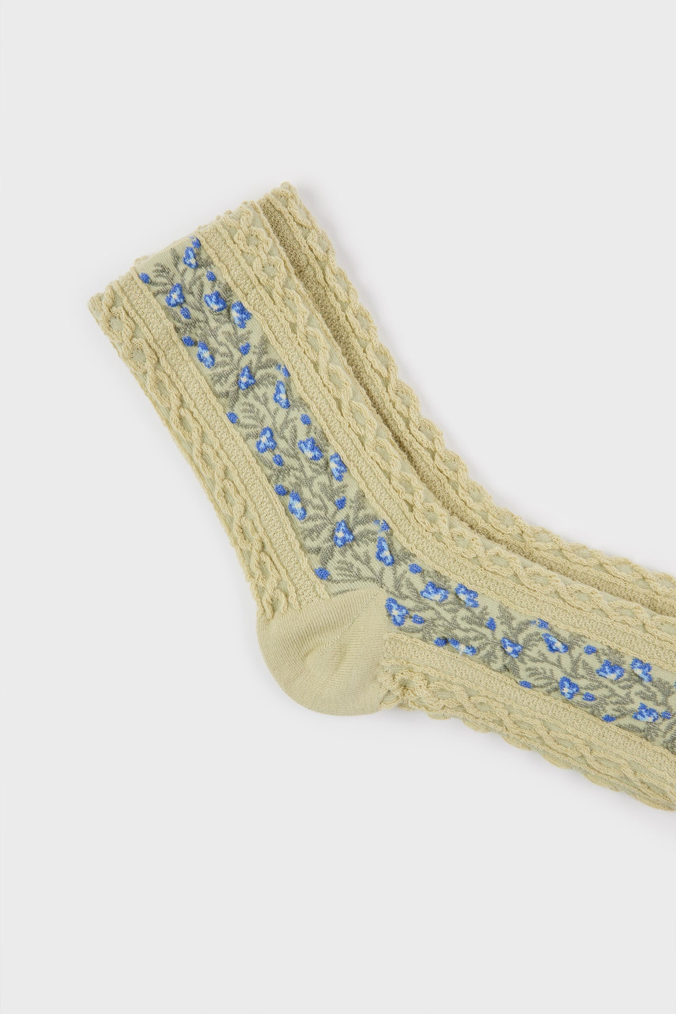 Sage green vine floral strip socks_3