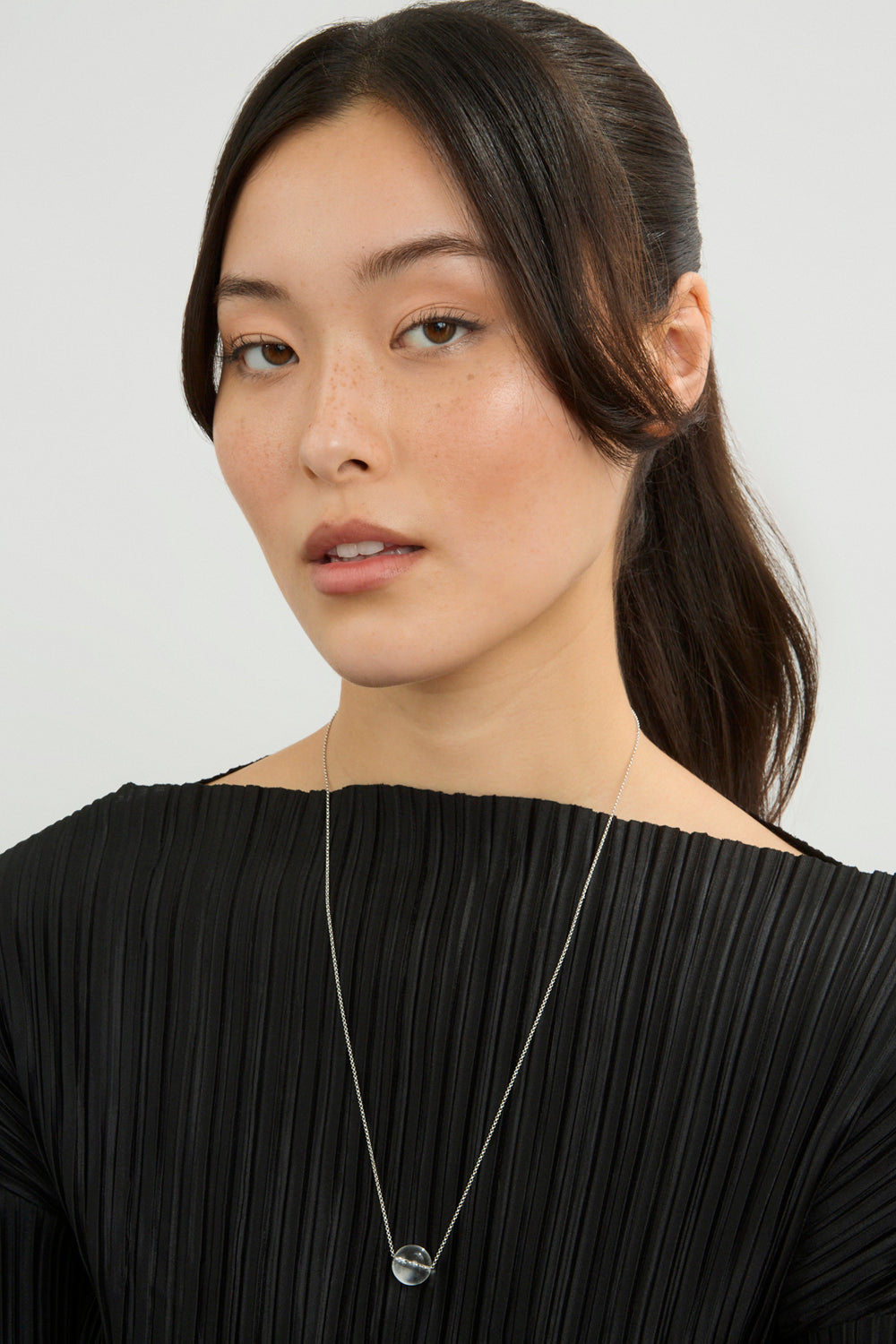 Silver crystal ball necklace_2