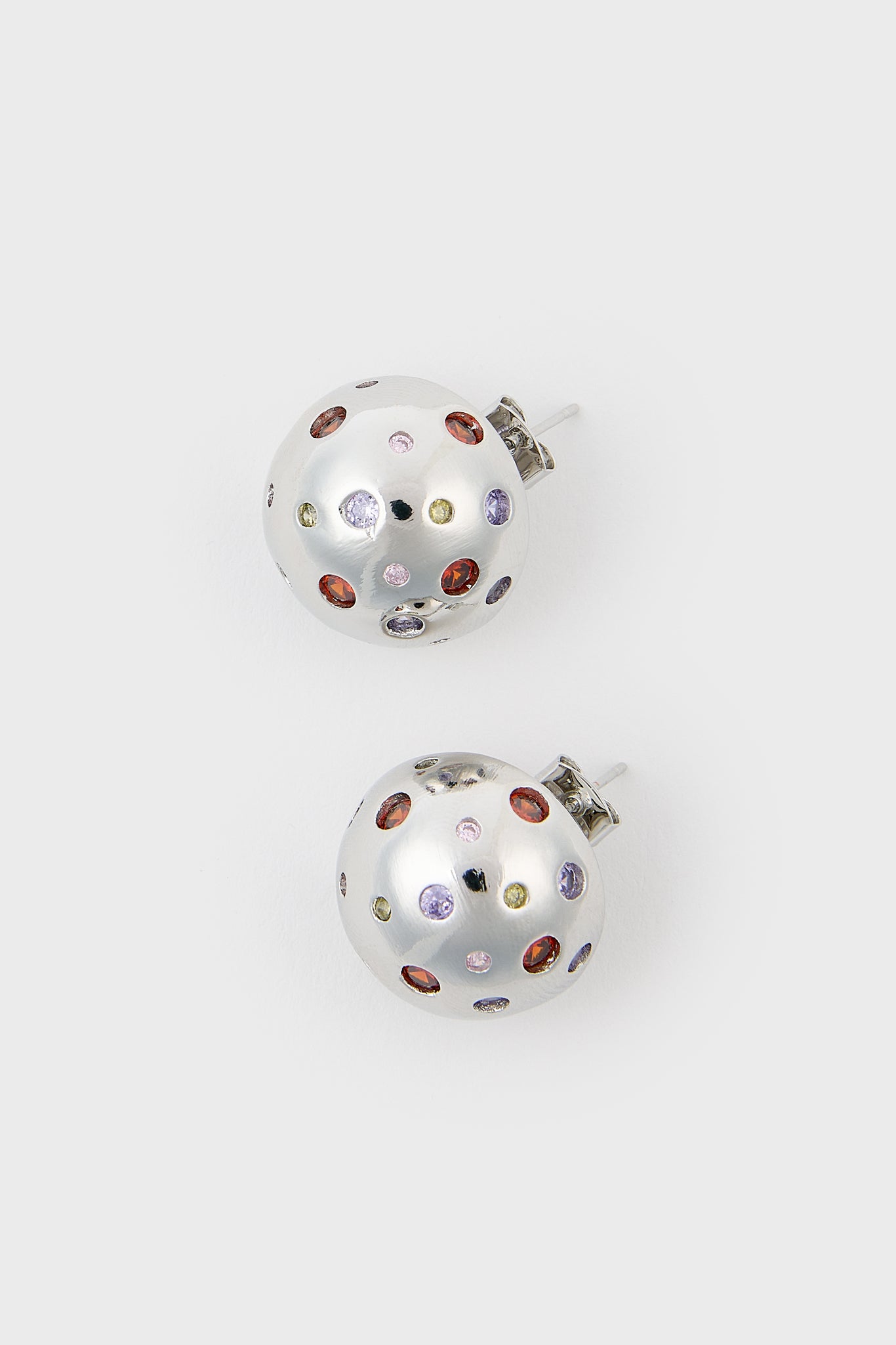 Silver multicolour diamante curved stud earrings_1