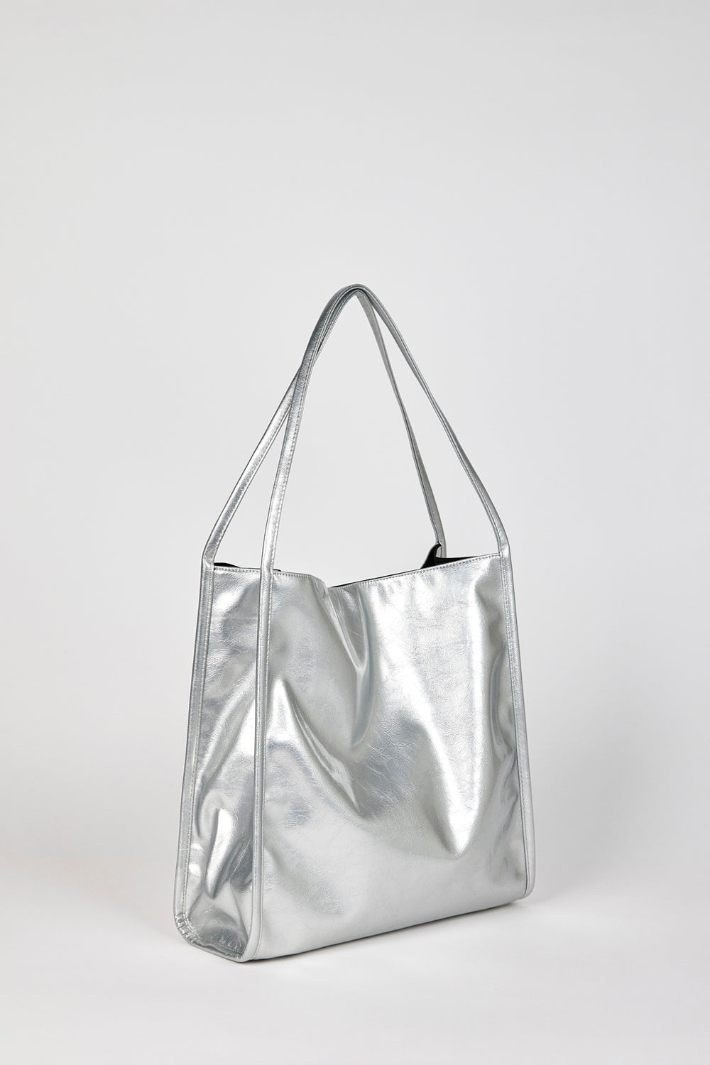 Silver high shine PVC tote bag_2