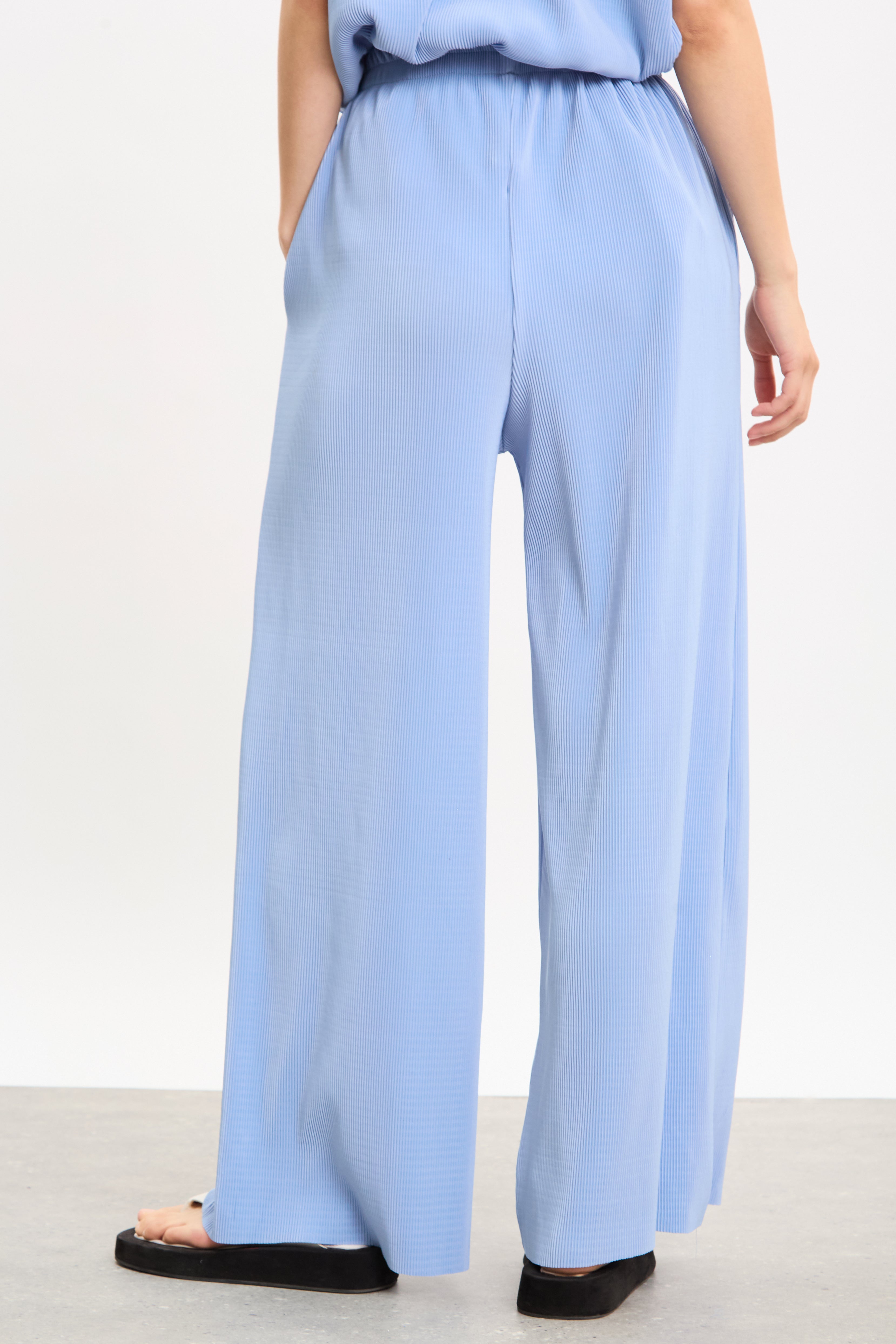 Sky blue ribbed wide leg trousers_2