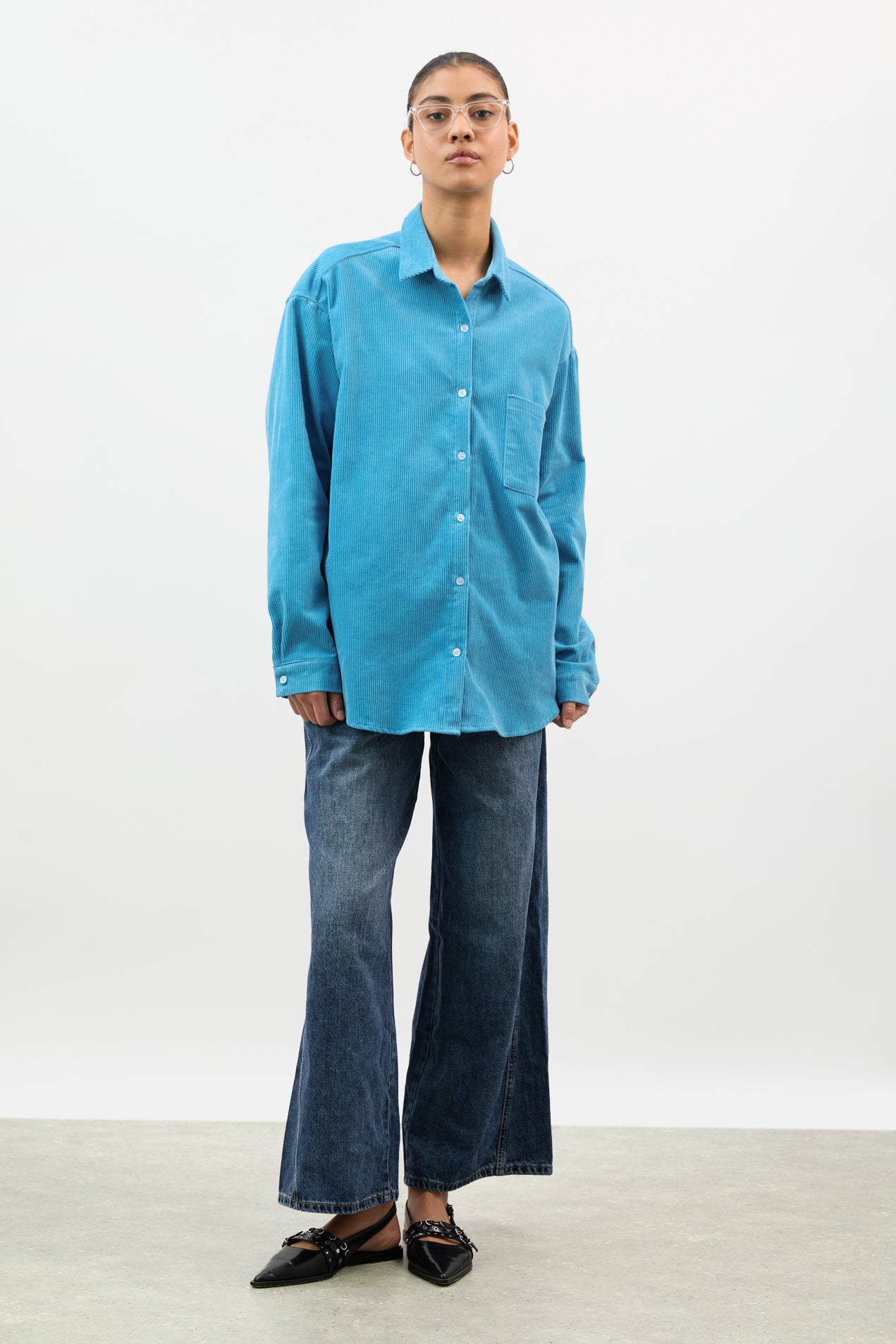 Sky blue thin wale corduroy shirt_4