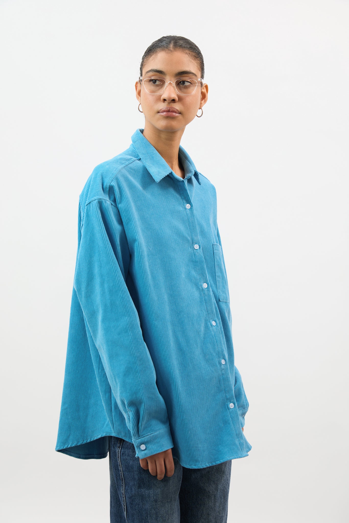 Sky blue thin wale corduroy shirt_1