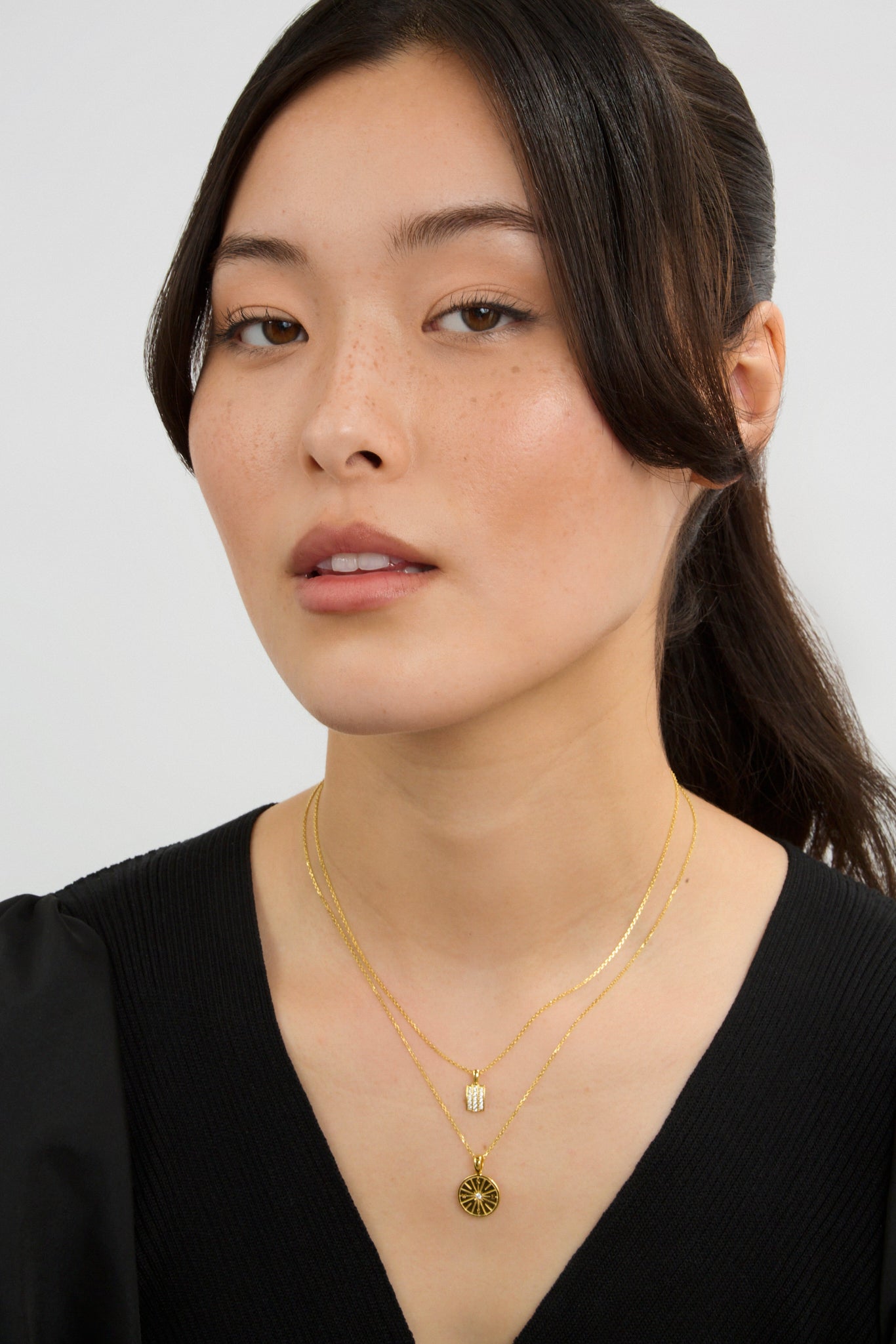 Gold triple line diamante necklace_5