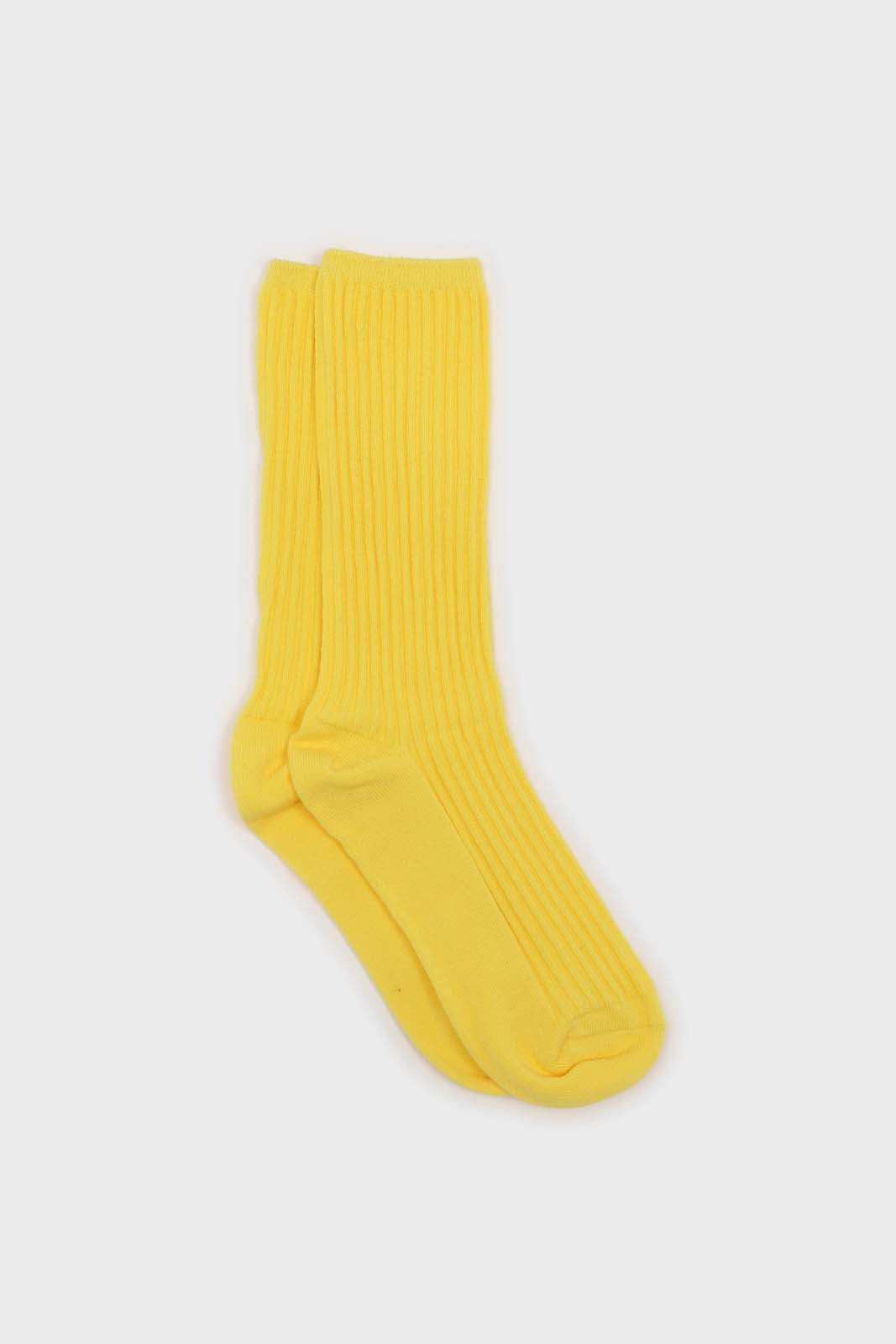 Bright yellow long ribbed socks_1