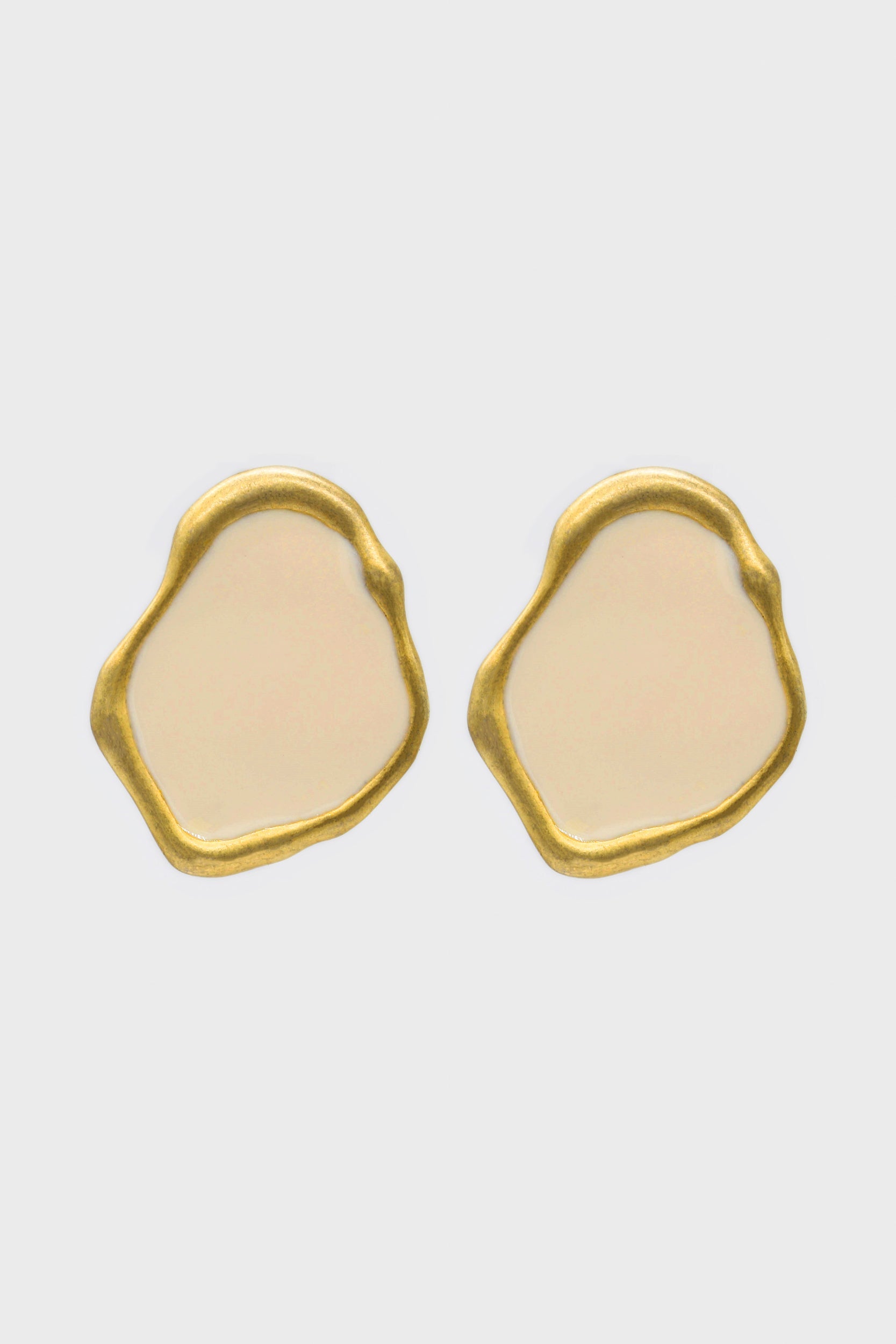 Gold and ivory irregular circle earrings_1