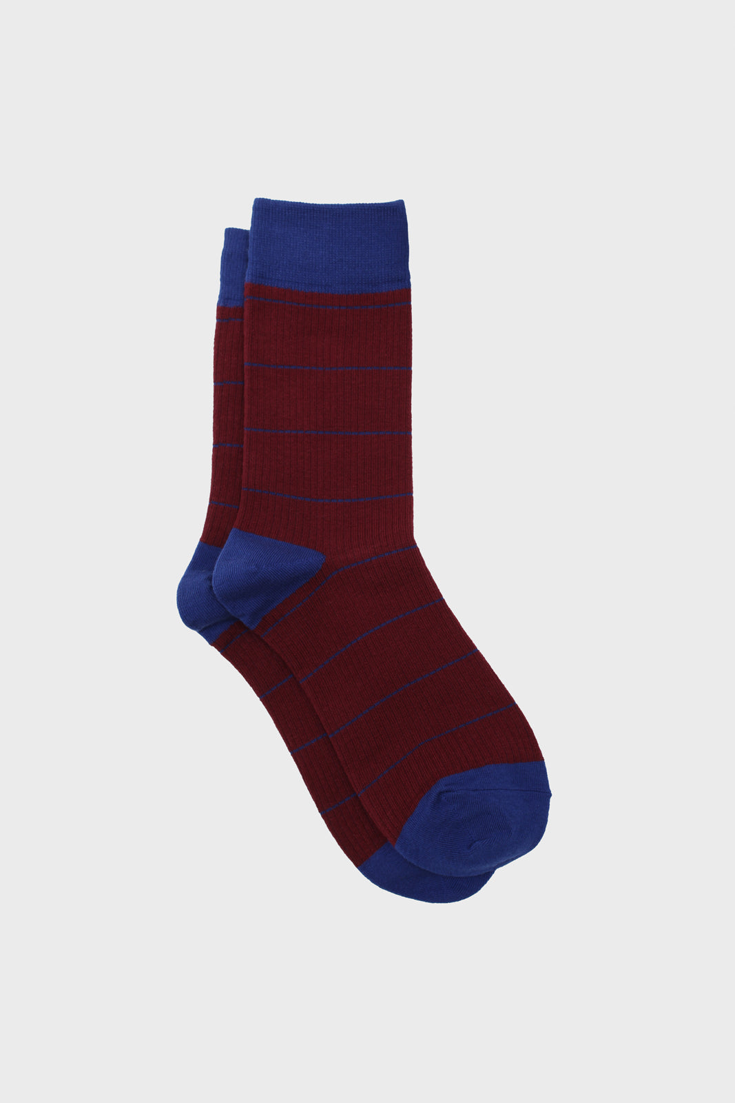 Burgundy and blue vertical stripe socks_1