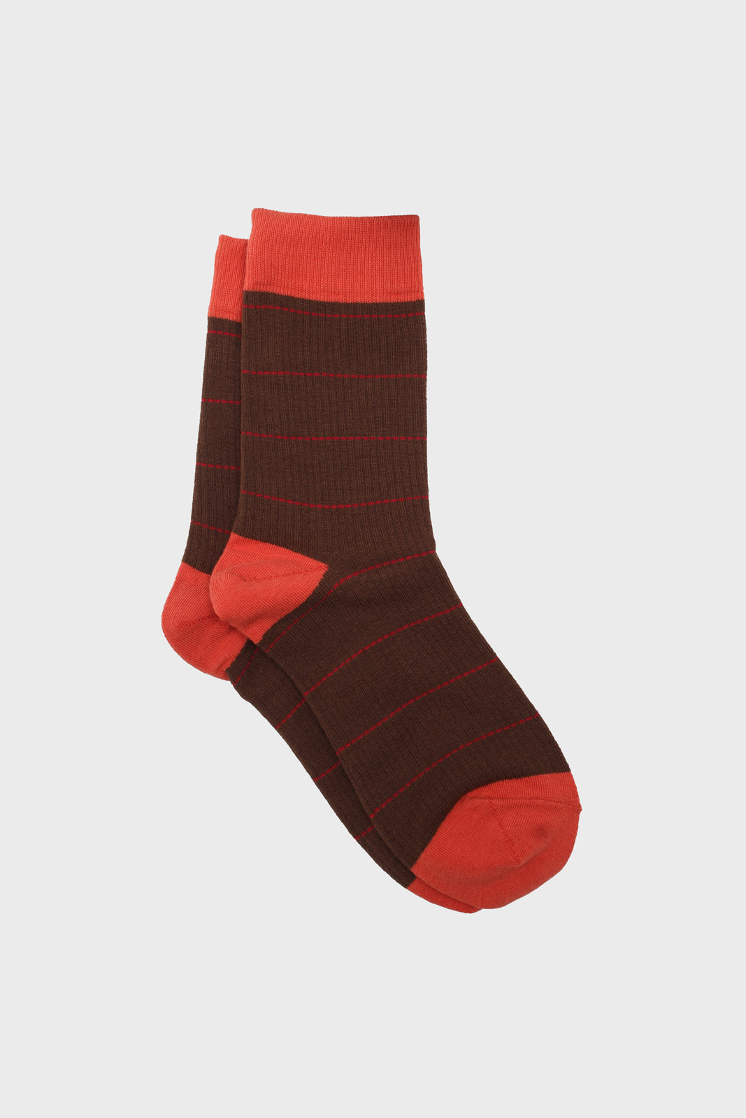 Brown and coral vertical stripe socks_1