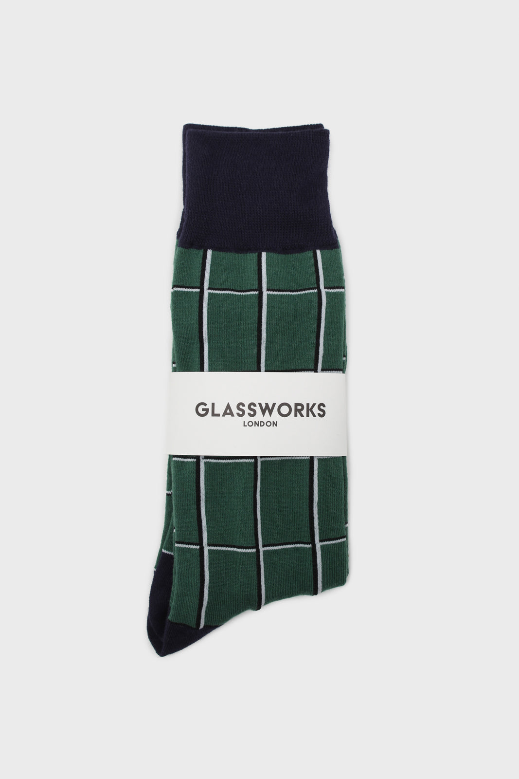 Green and black box check socks_4