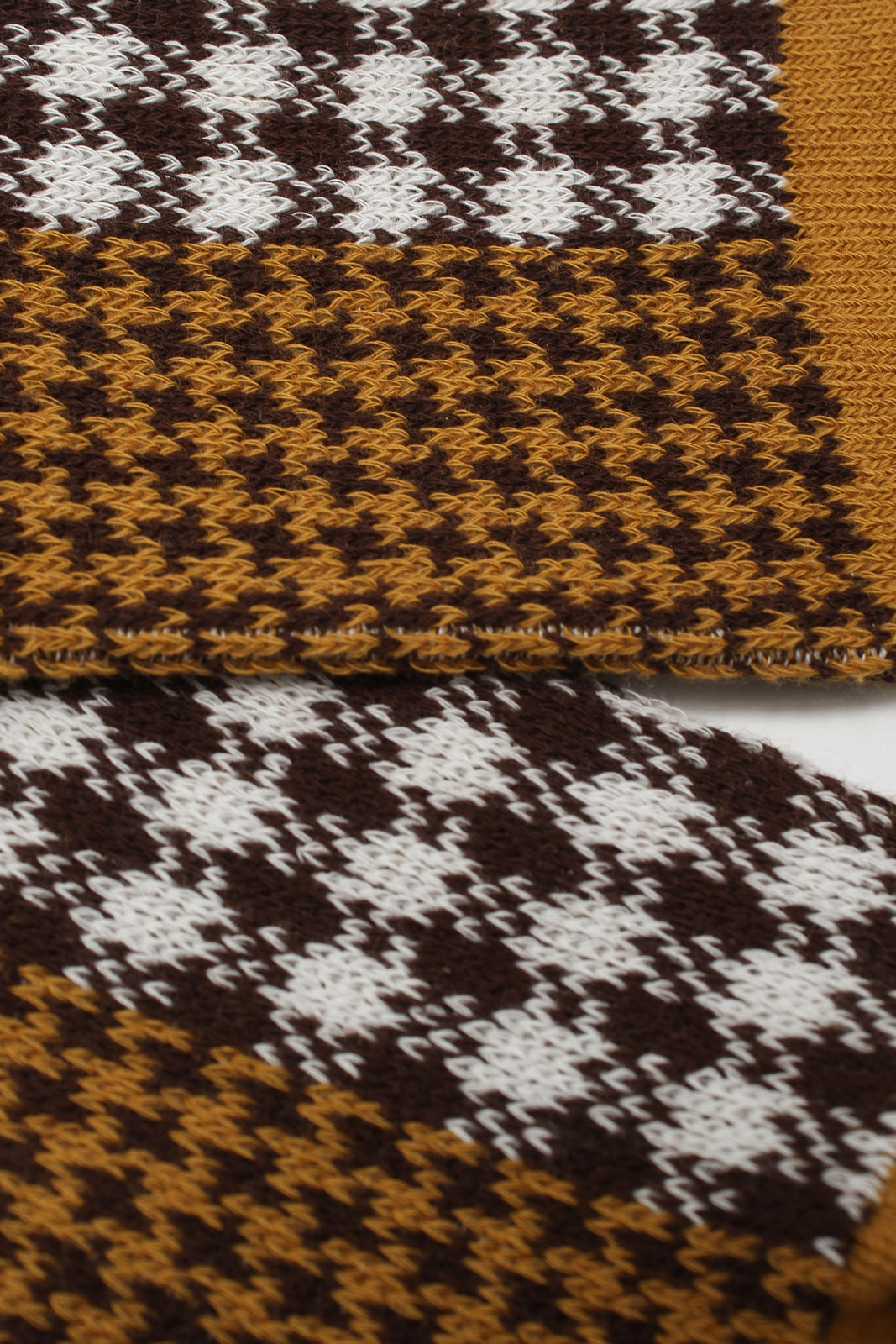 Mustard and brown jacquard checked socks_2