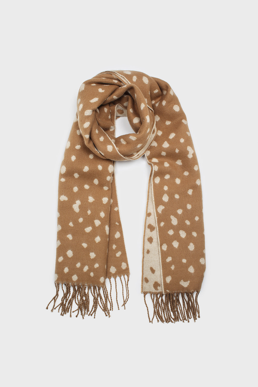 Camel and white leopard intarsia scarf_1