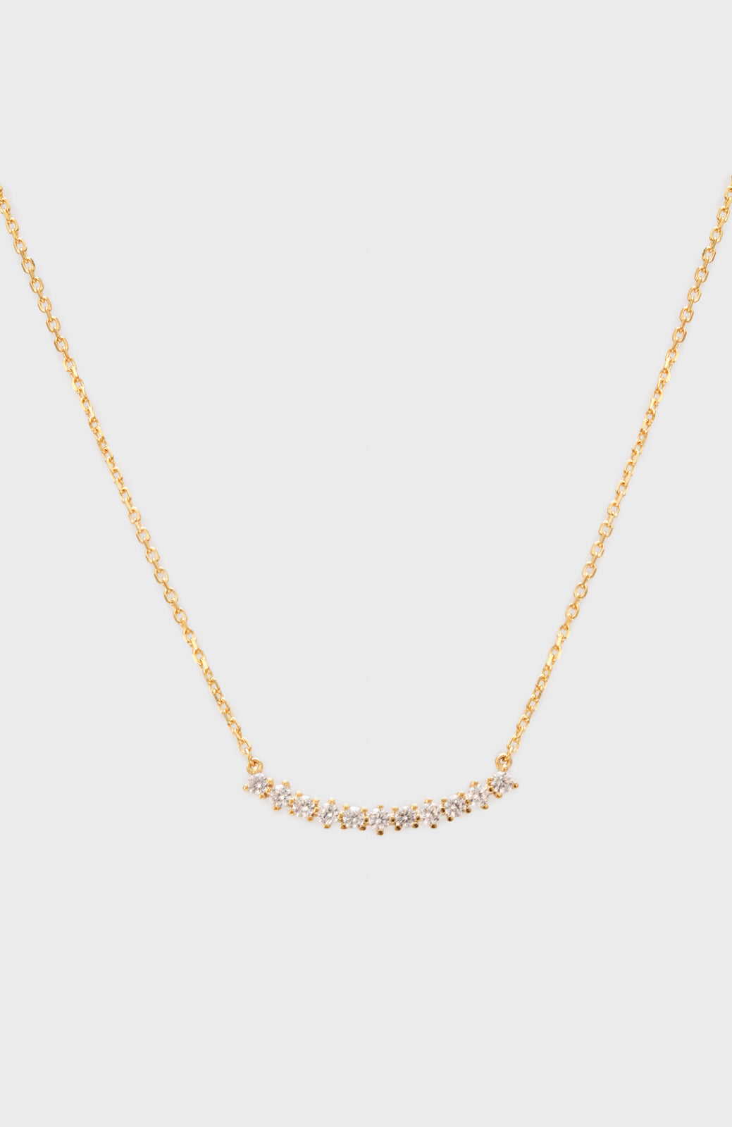 Charm necklace - Gold diamante curved bar_2