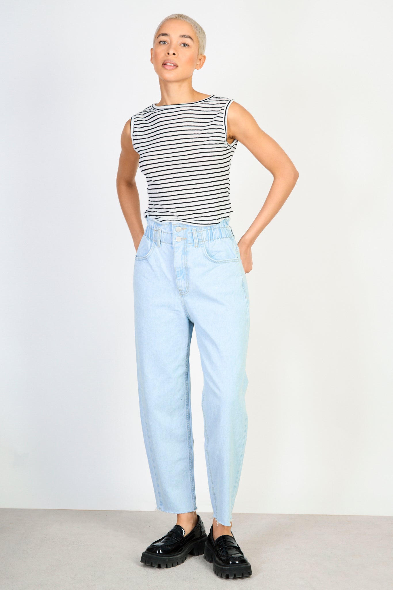 White and black horizontal stripe tank_5