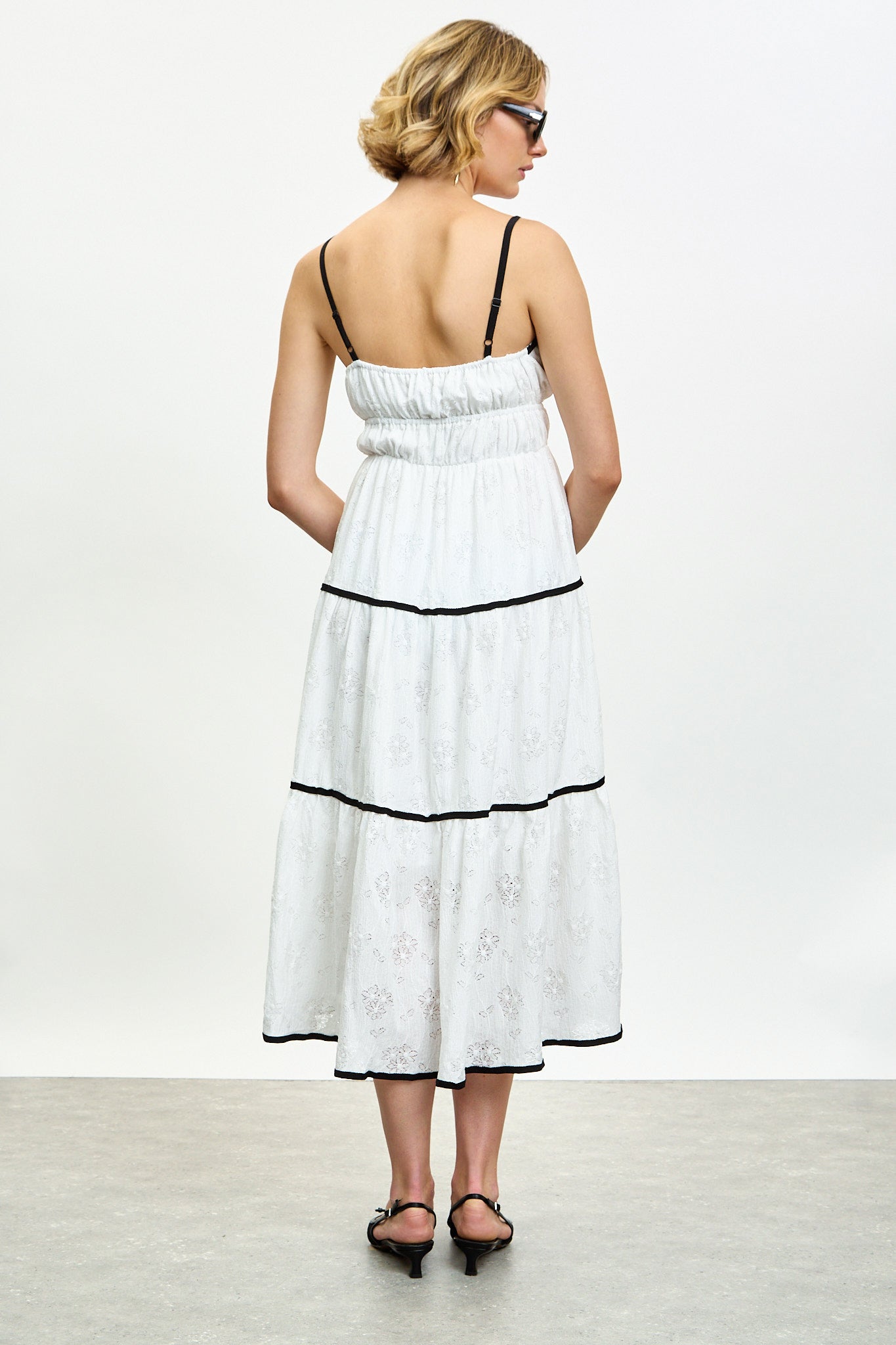 White and black trim tiered strappy dress_2