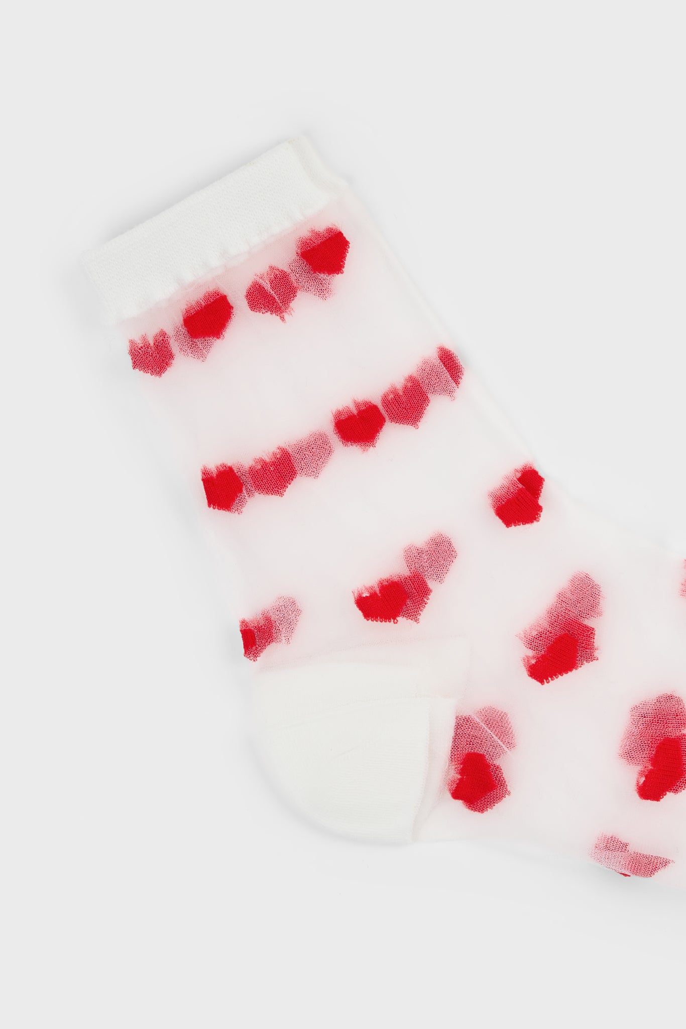 White and red sheer heart socks_2