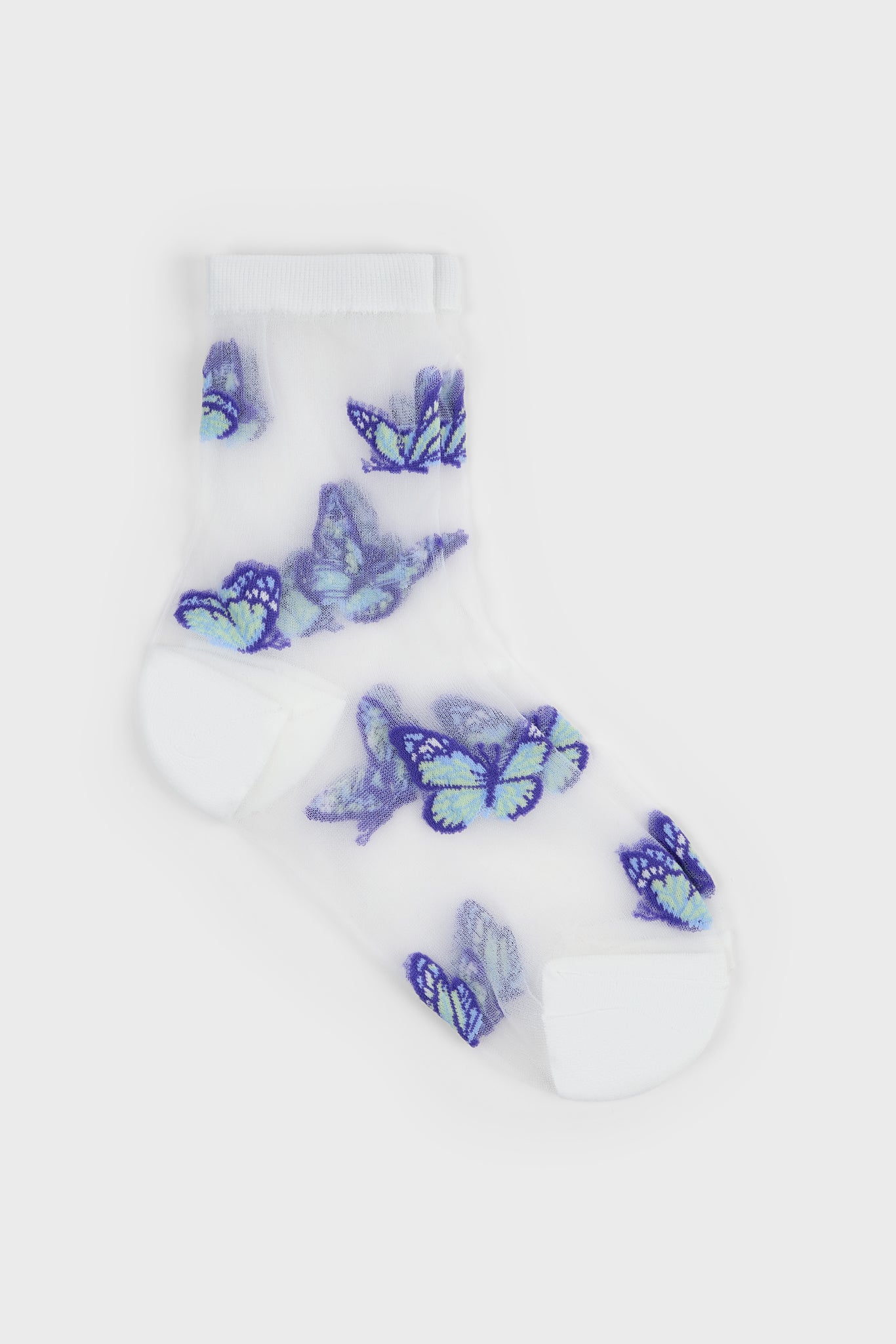 White bold butterfly sheer socks_1