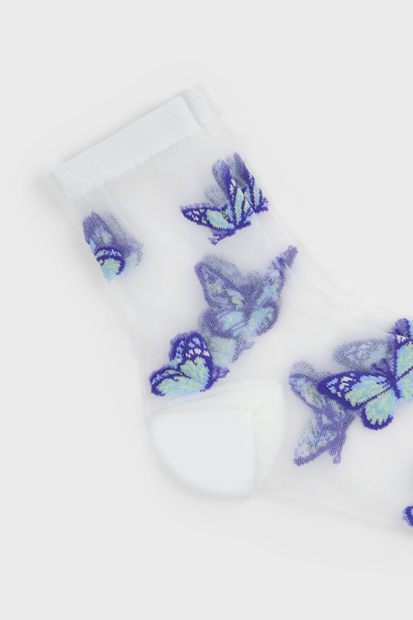 White bold butterfly sheer socks_2