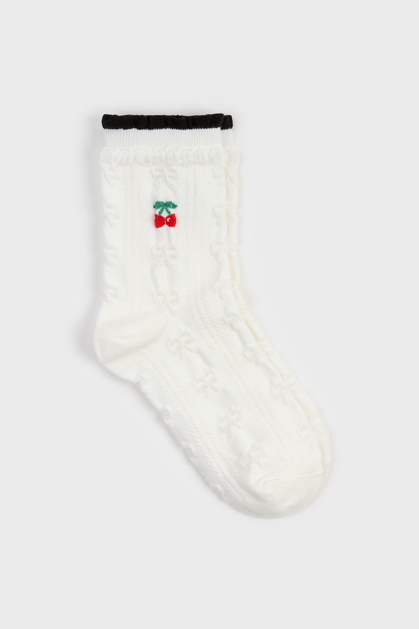 White cherry lace ribbon socks_3