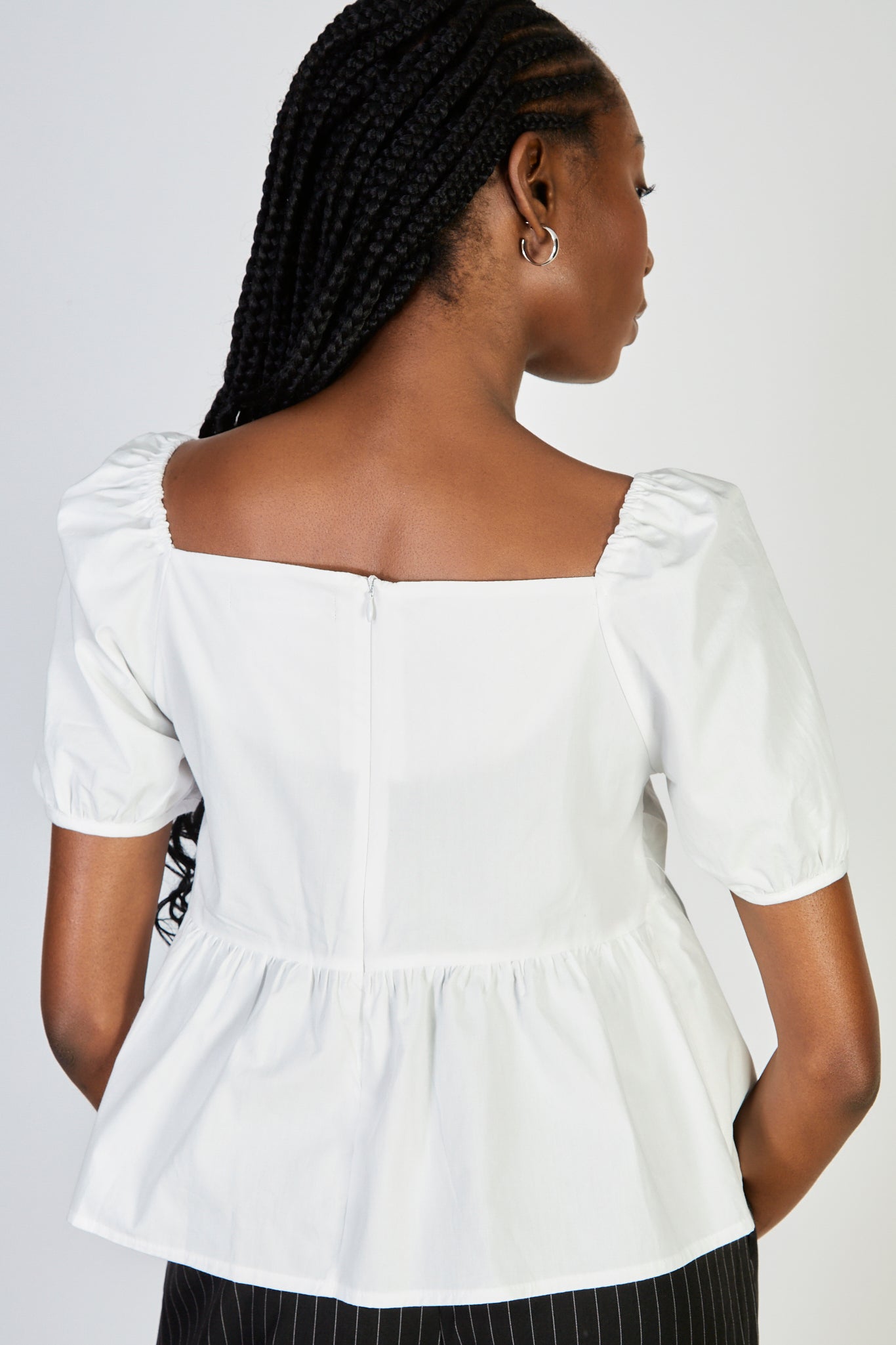 White double bow puff short sleeve top_2