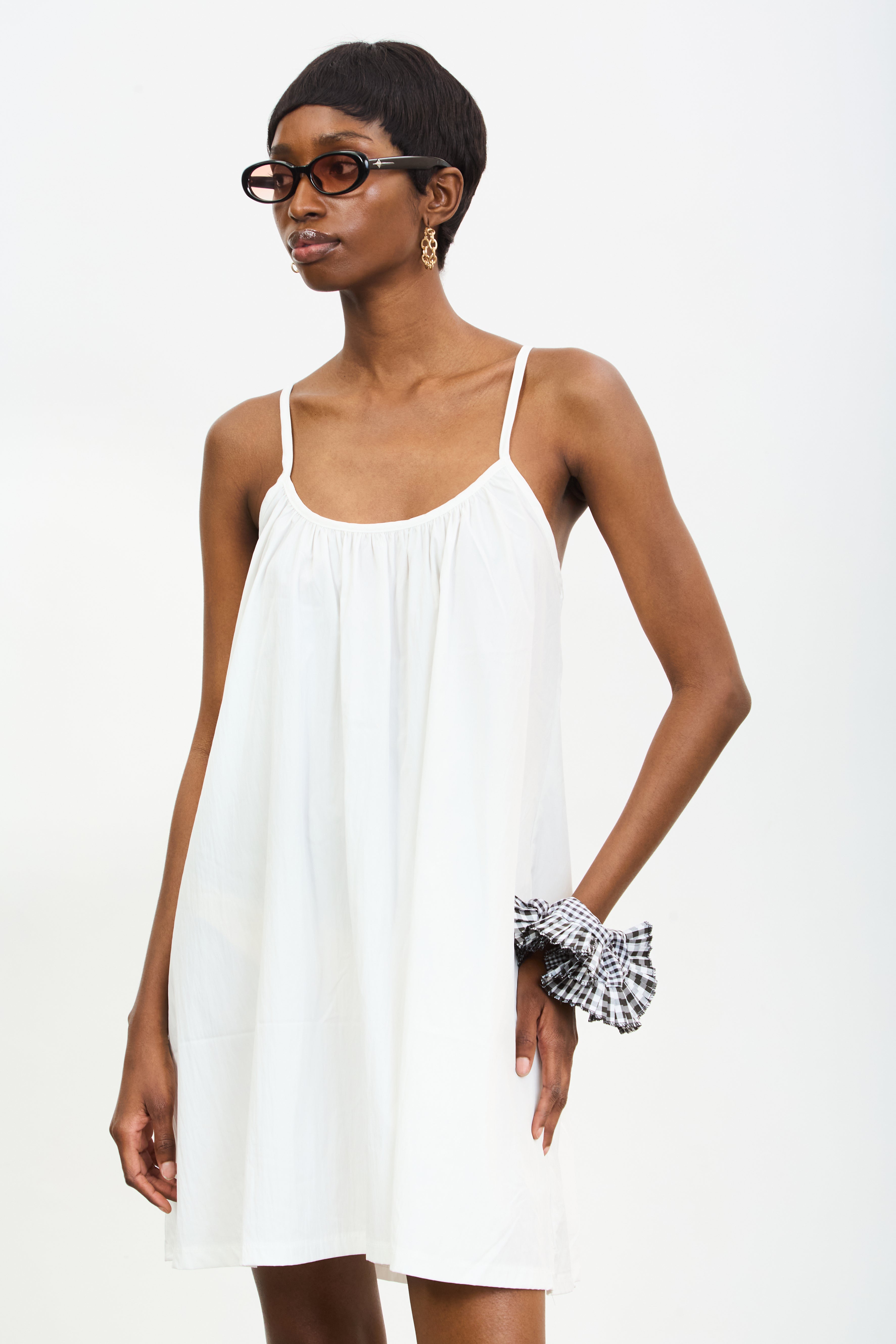 White double tie back mini dress_3