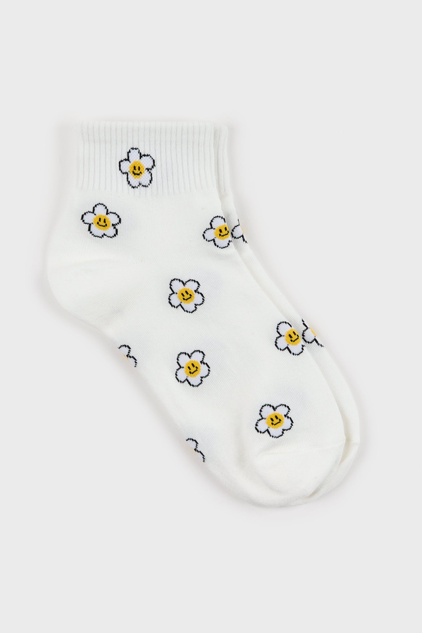 Flower smiley face short socks - Set of 3_2