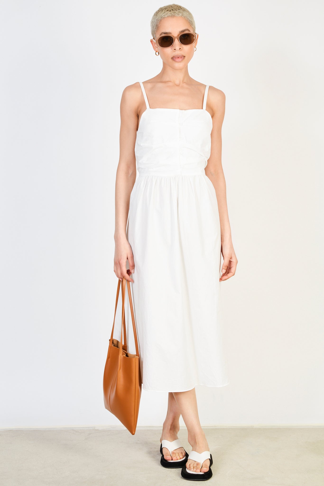 White horizontal tuck bodice dress_1