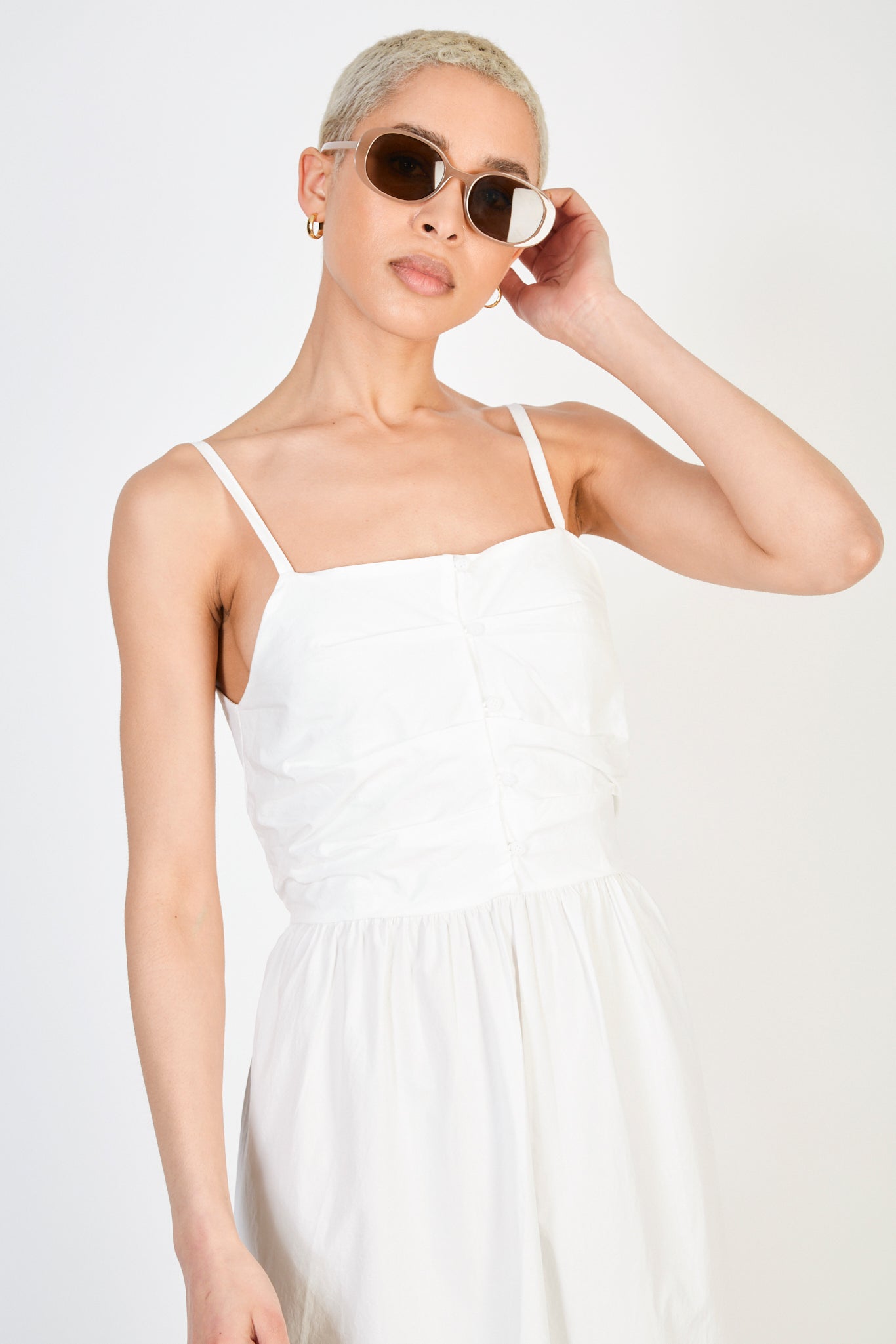 White horizontal tuck bodice dress_4