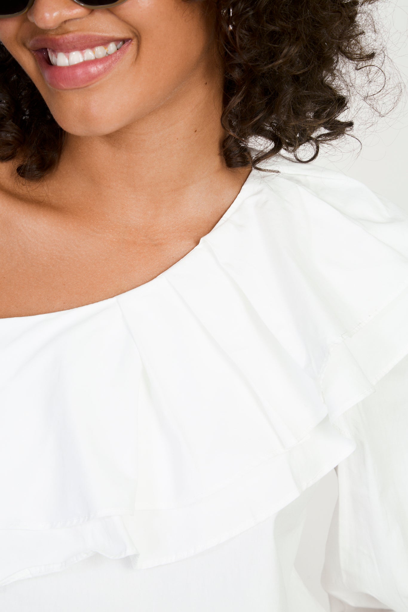 White large double ruffle shirt blouse_3