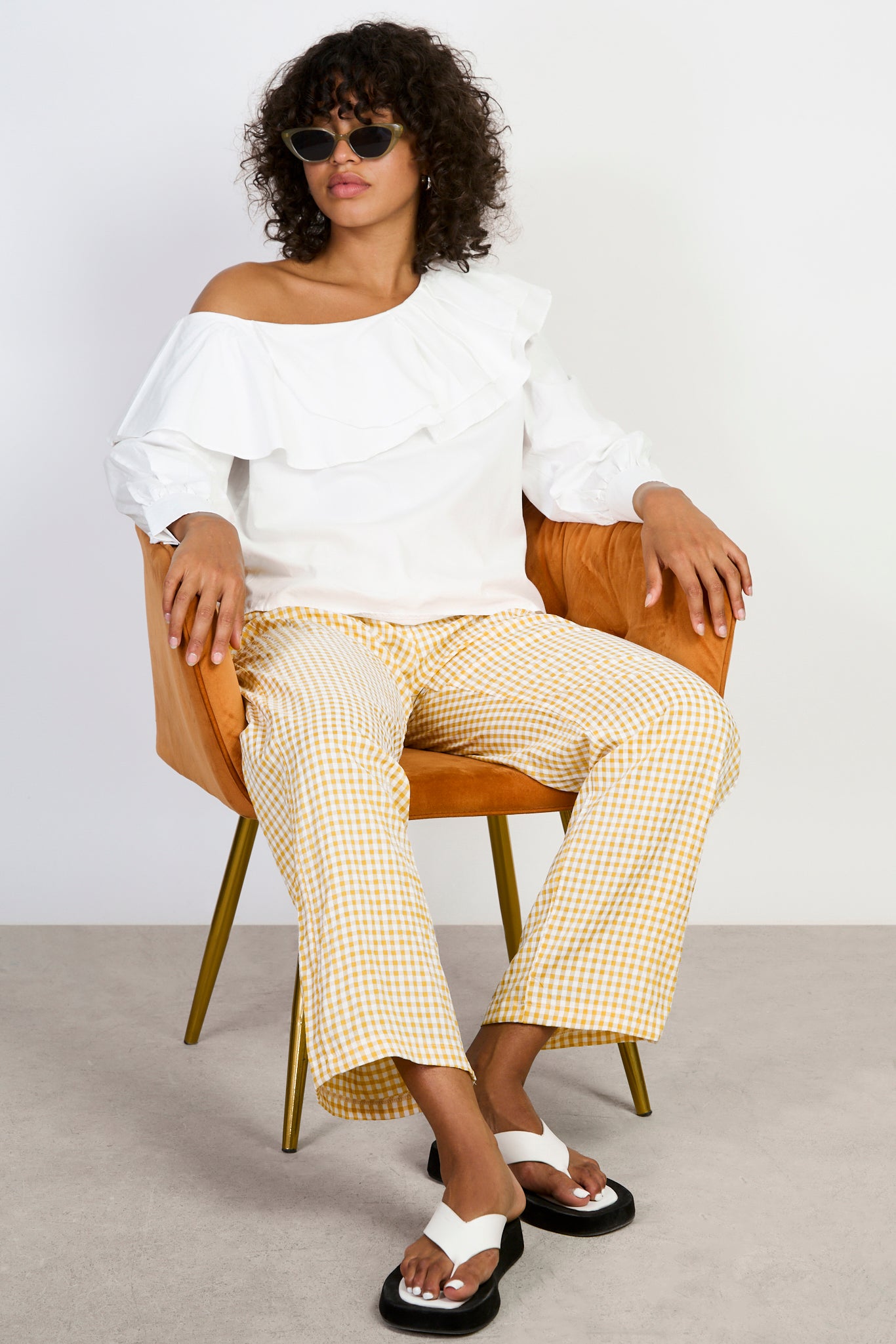 White large double ruffle shirt blouse_5