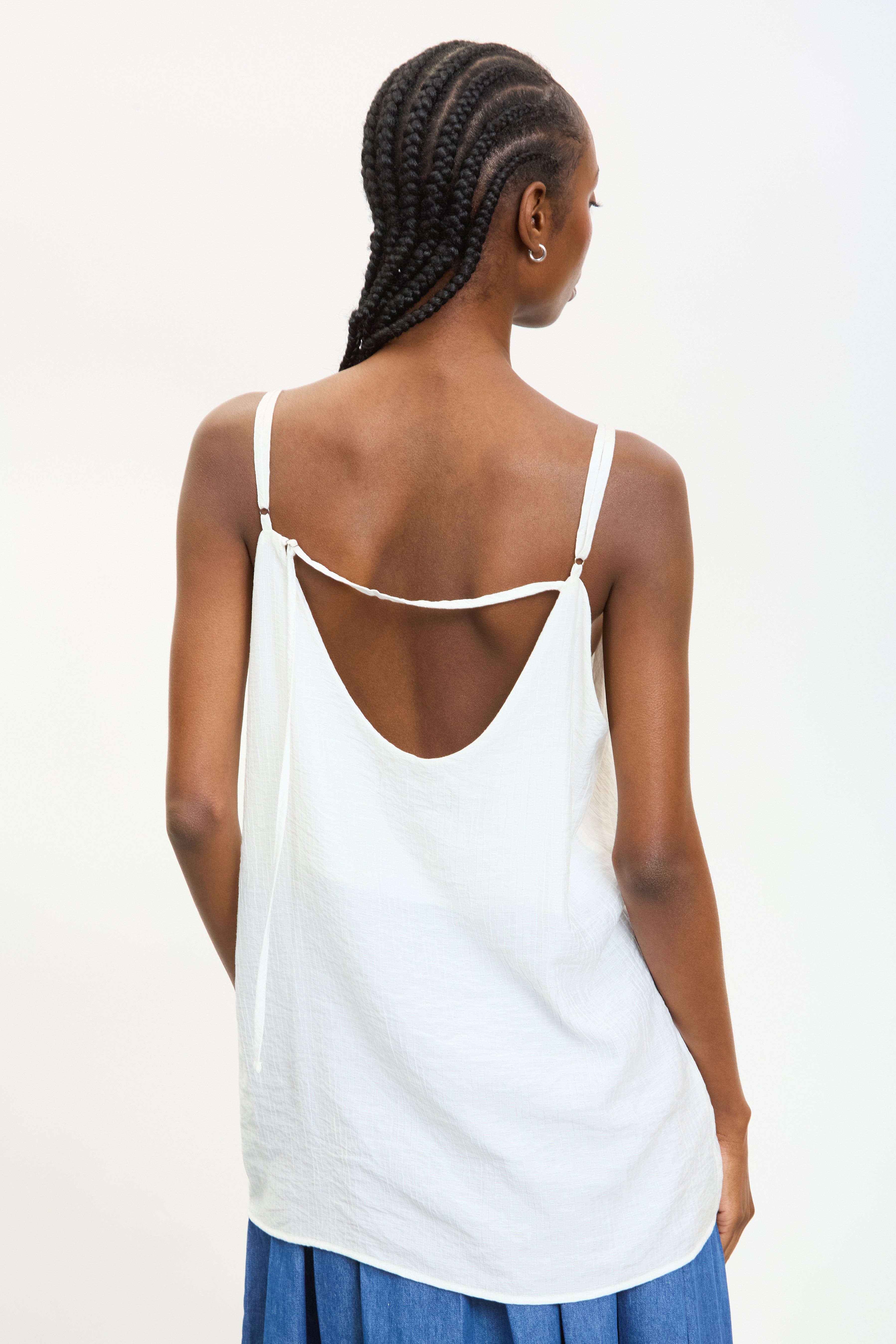 White semi sheer long thin strap tank_2