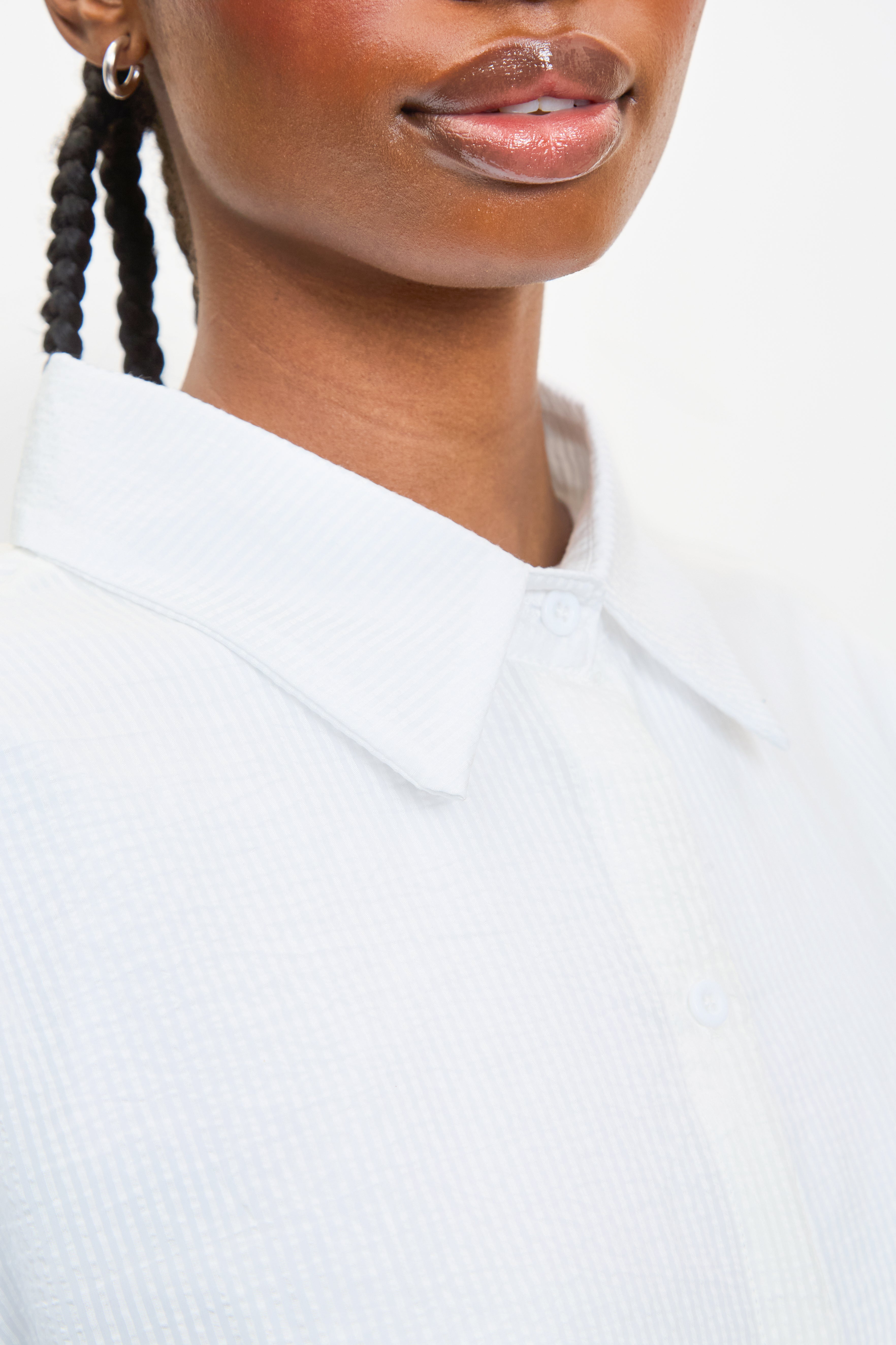 White semi sheer striped shirt_3