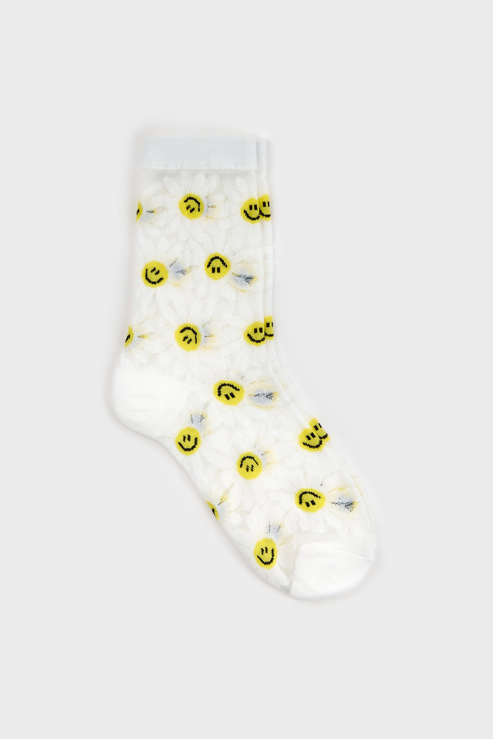 Sheer daisy smiley face socks - Set of 4