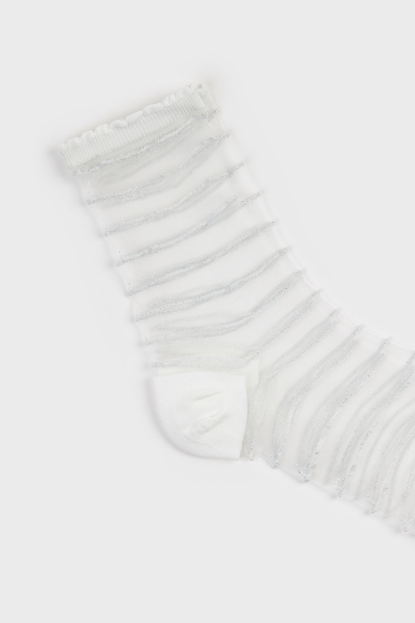 White sheer horizontal stripe socks_2