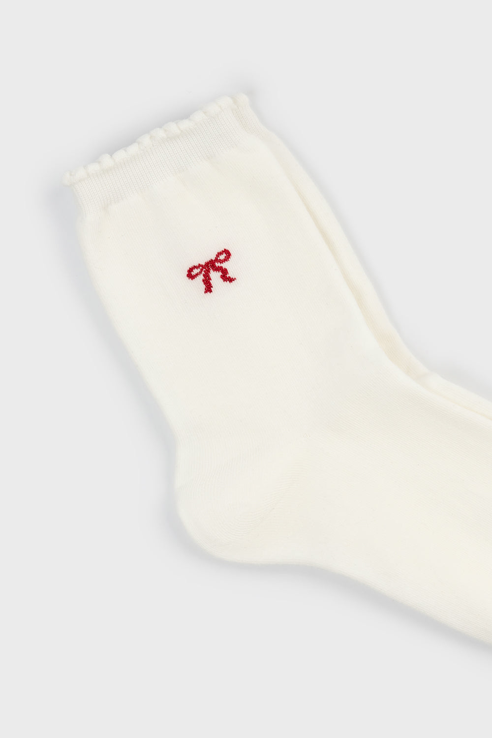 White single tiny red bow socks_4