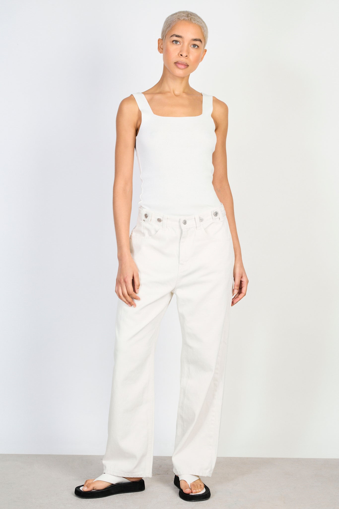 White square neck knit tank_4