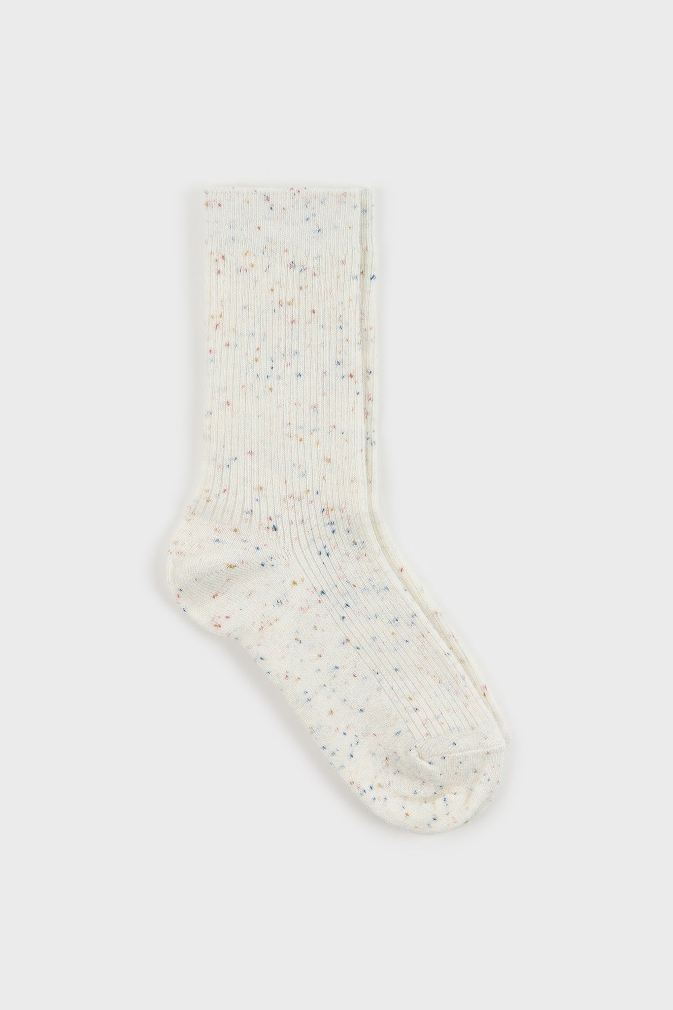 White thin ribbed rainbow fleck socks_1