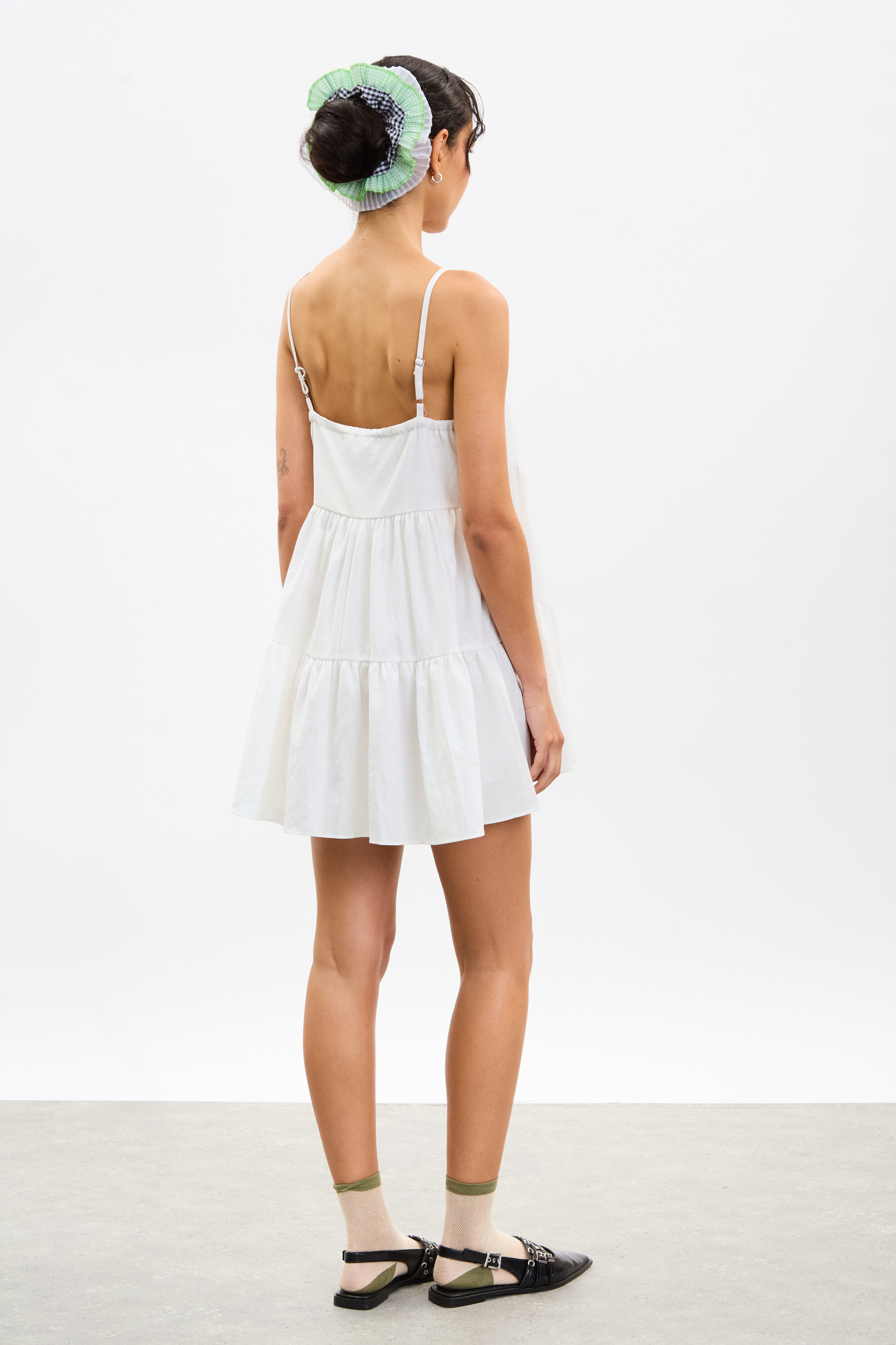 White tiered strappy mini dress_2