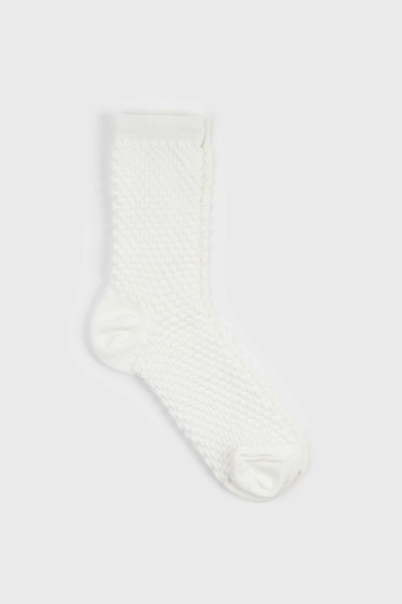 White two tone waffle socks_3