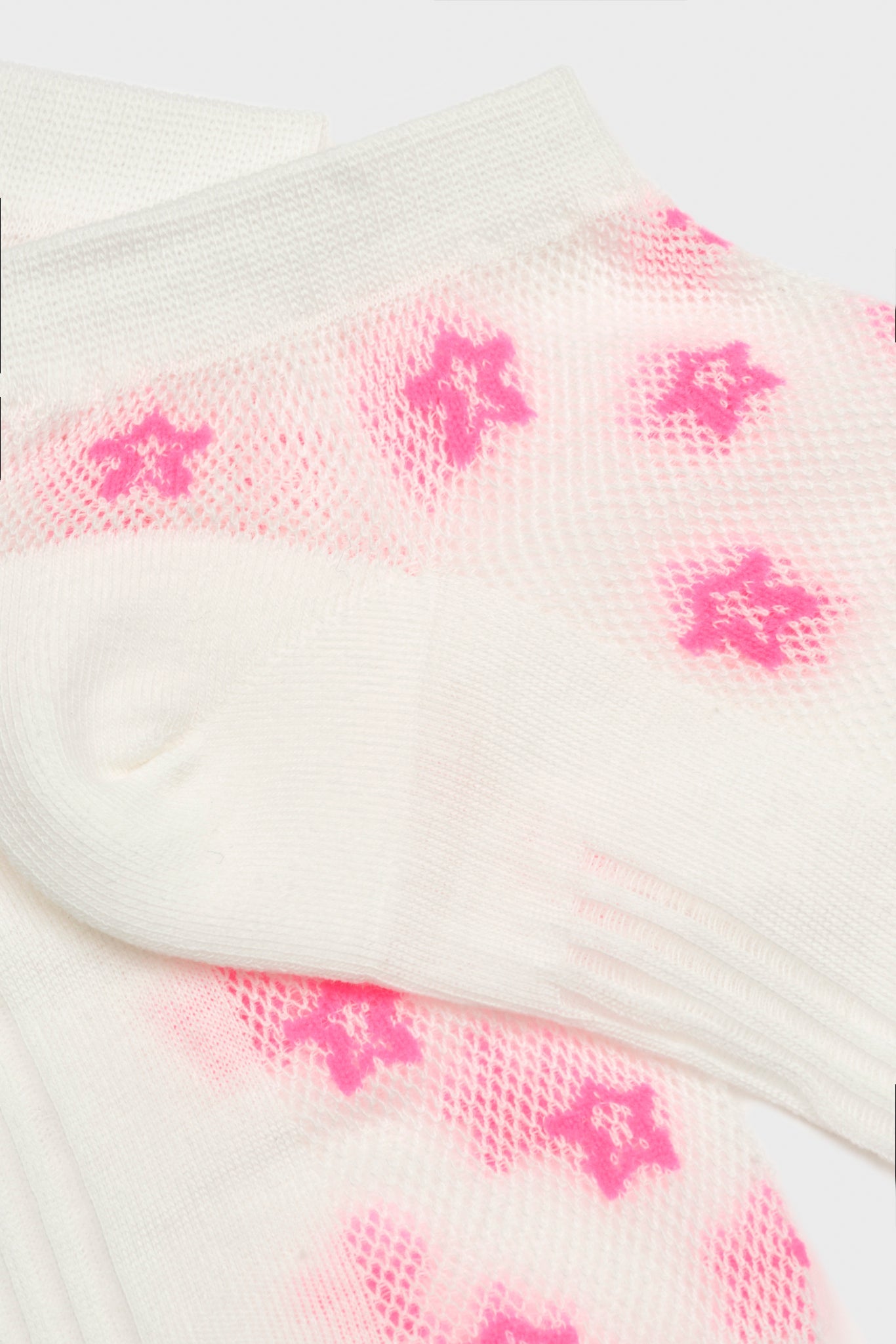 White and hot pink star ankle socks_4